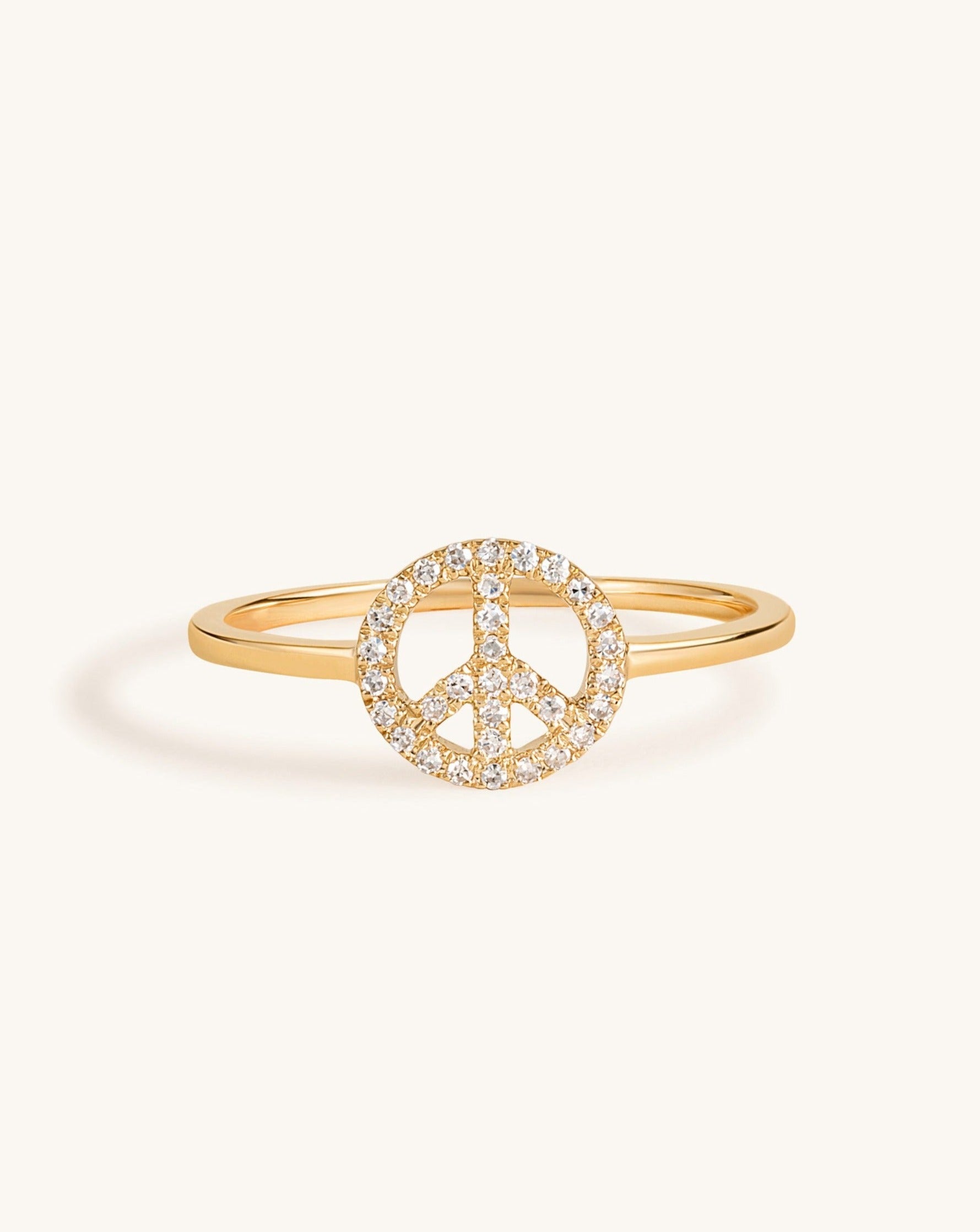 Small Diamond Peace Sign Ring - Sparkle Society
