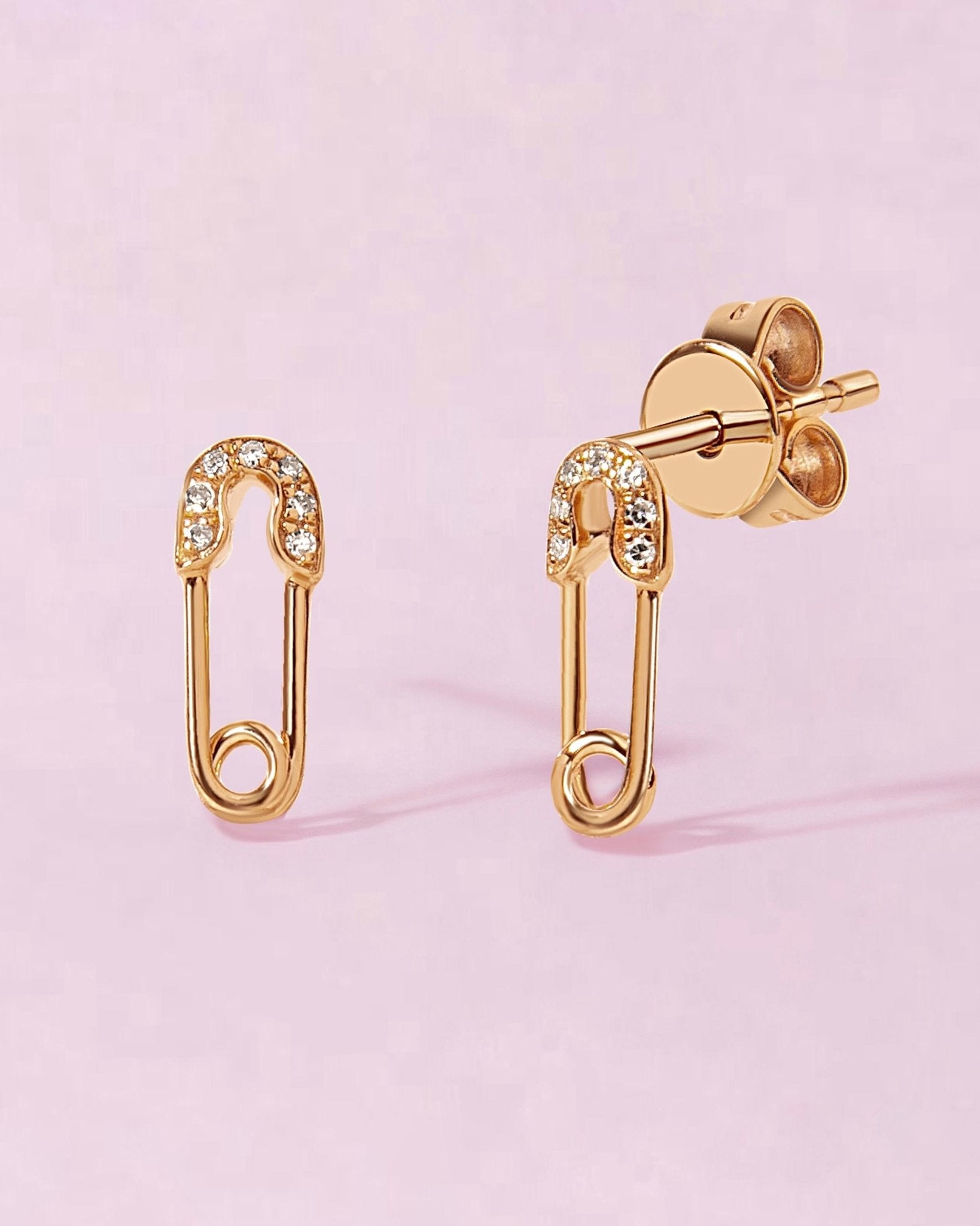 Small Diamond Safety Pin Studs - Sparkle Society