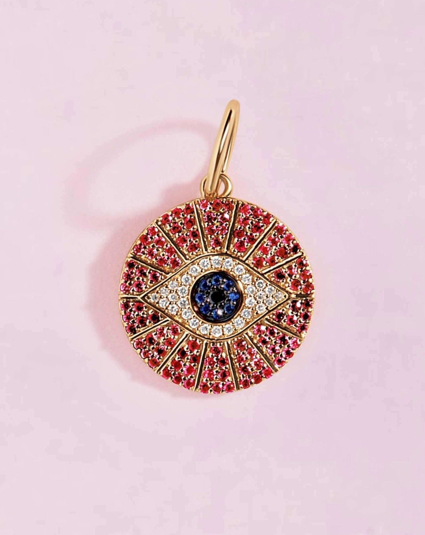 Small Gemstone Evil Eye Necklace Charm - Sparkle Society