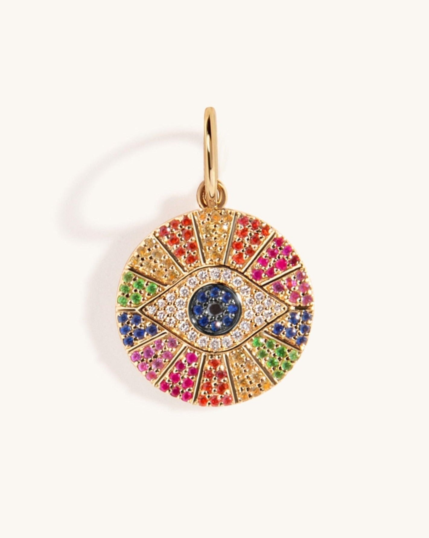 Small Gemstone Evil Eye Necklace Charm - Sparkle Society