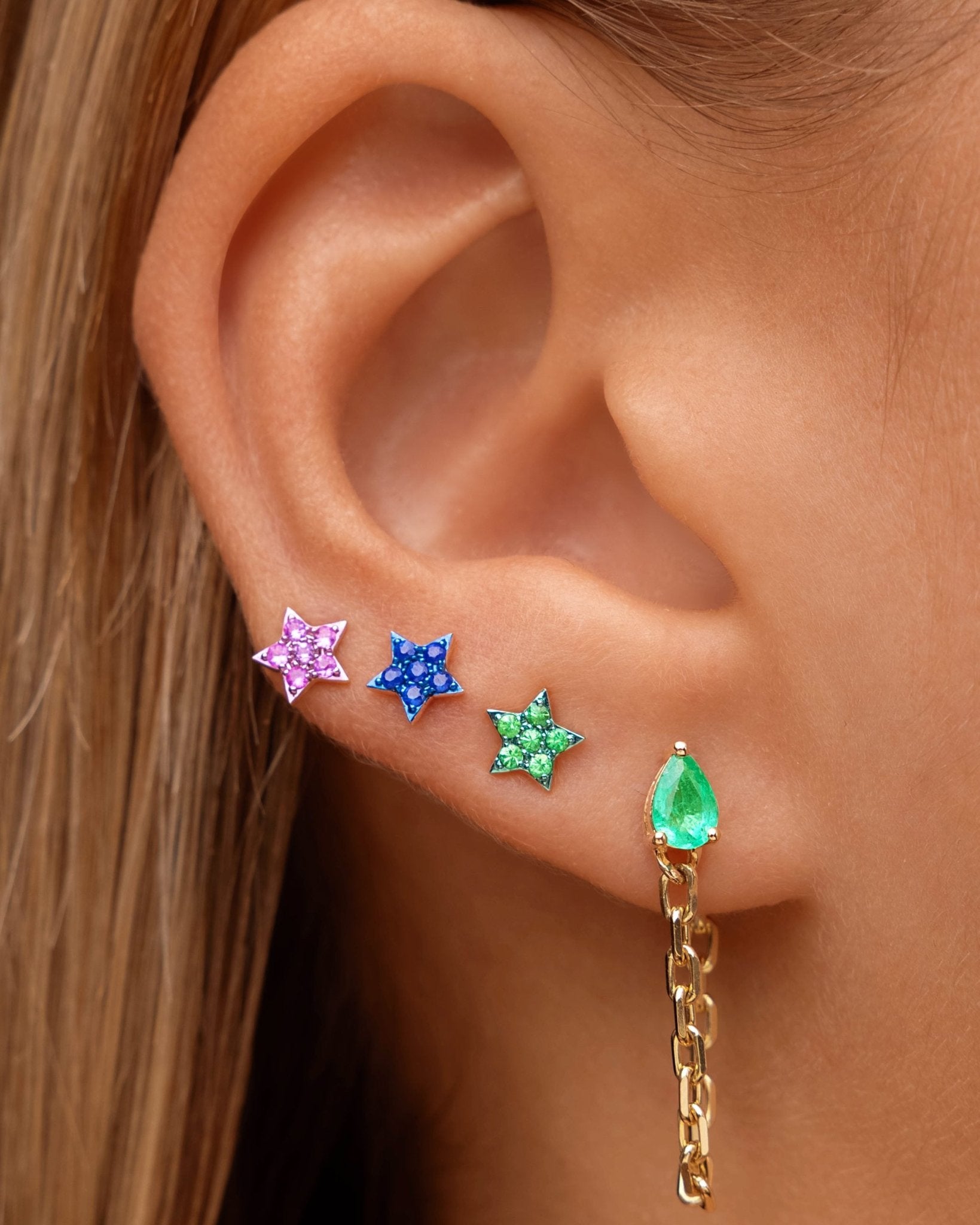 Small Gemstones Star Studs - Sparkle Society