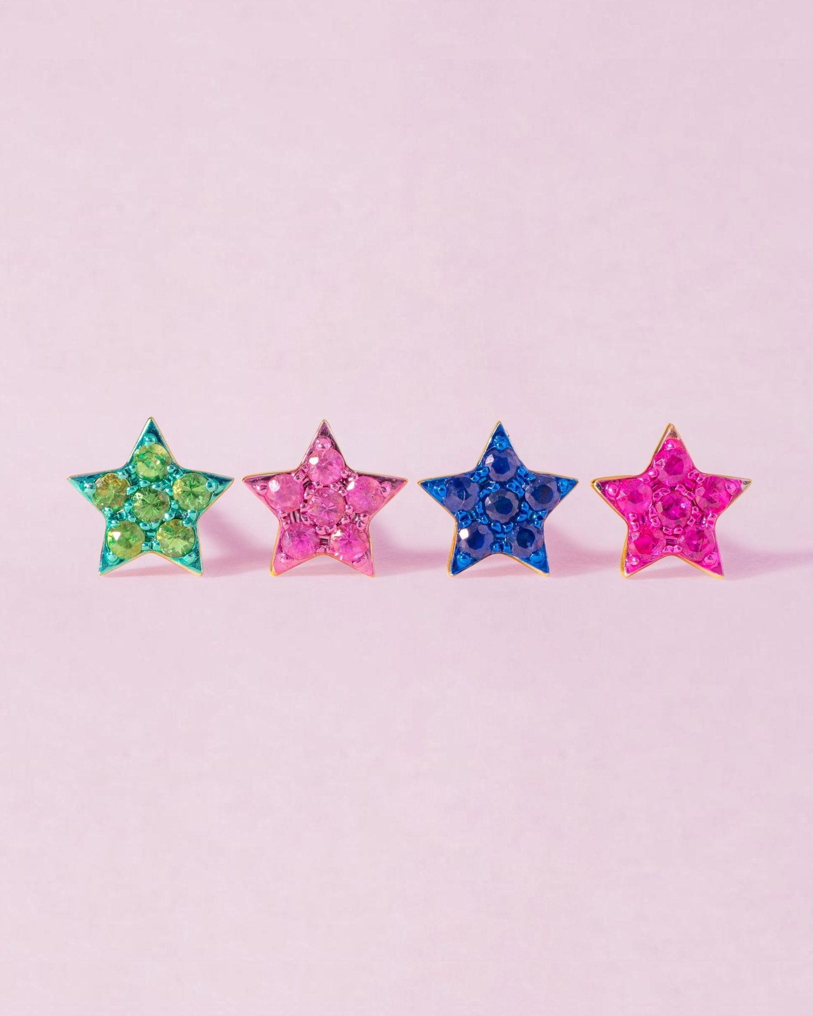 Small Gemstones Star Studs - Sparkle Society