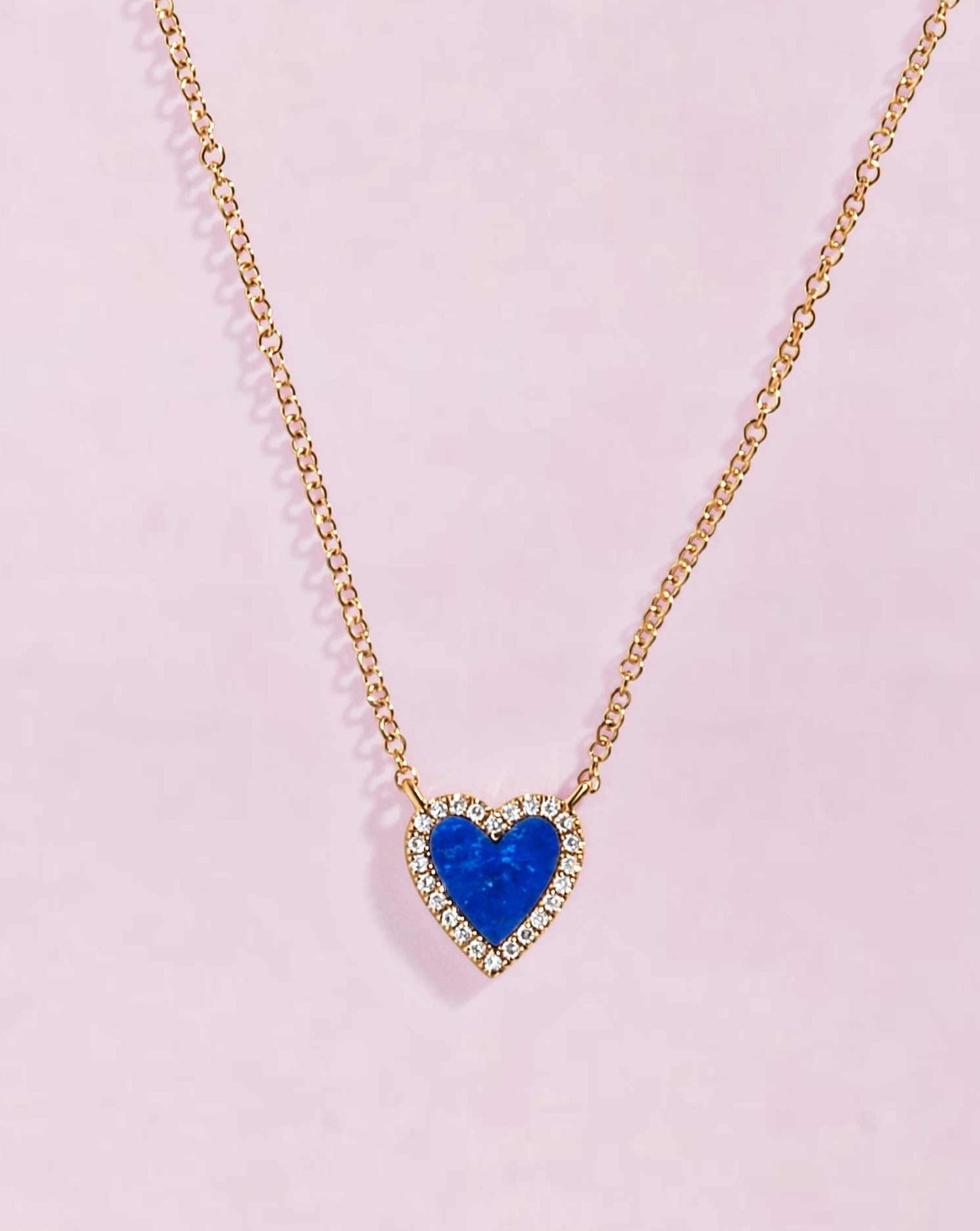 Small Pave Outline Gemstone Heart Necklace - Sparkle Society