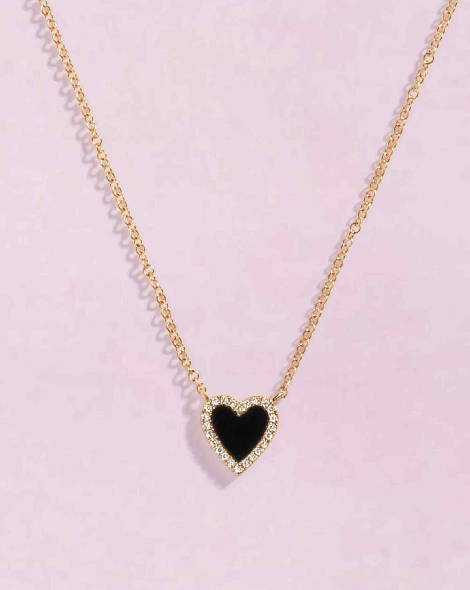 Small Pave Outline Gemstone Heart Necklace - Sparkle Society