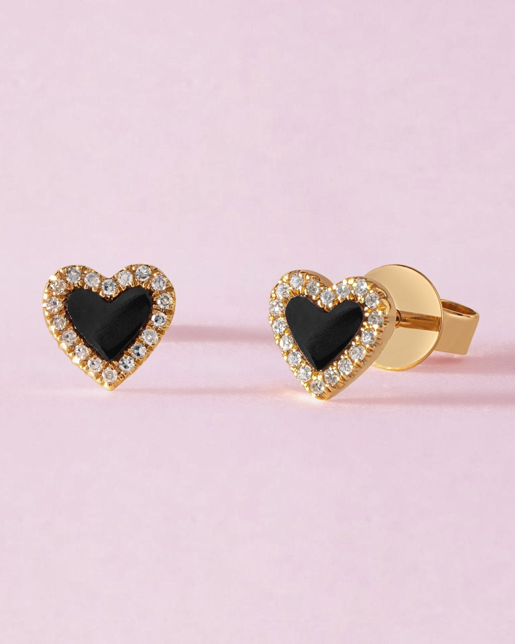 Small Pave Outline Gemstone Heart Studs - Sparkle Society