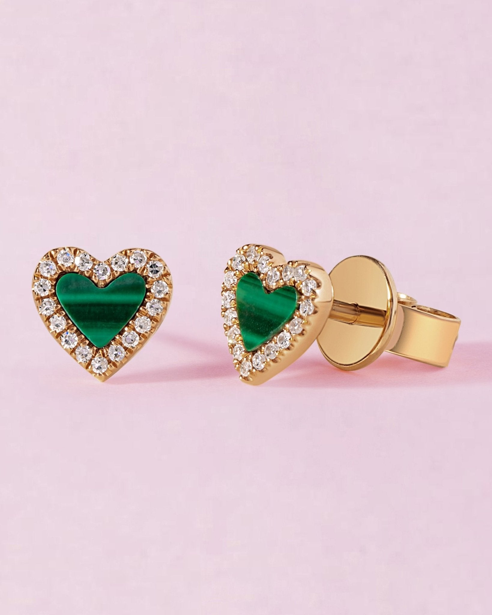 Small Pave Outline Gemstone Heart Studs - Sparkle Society