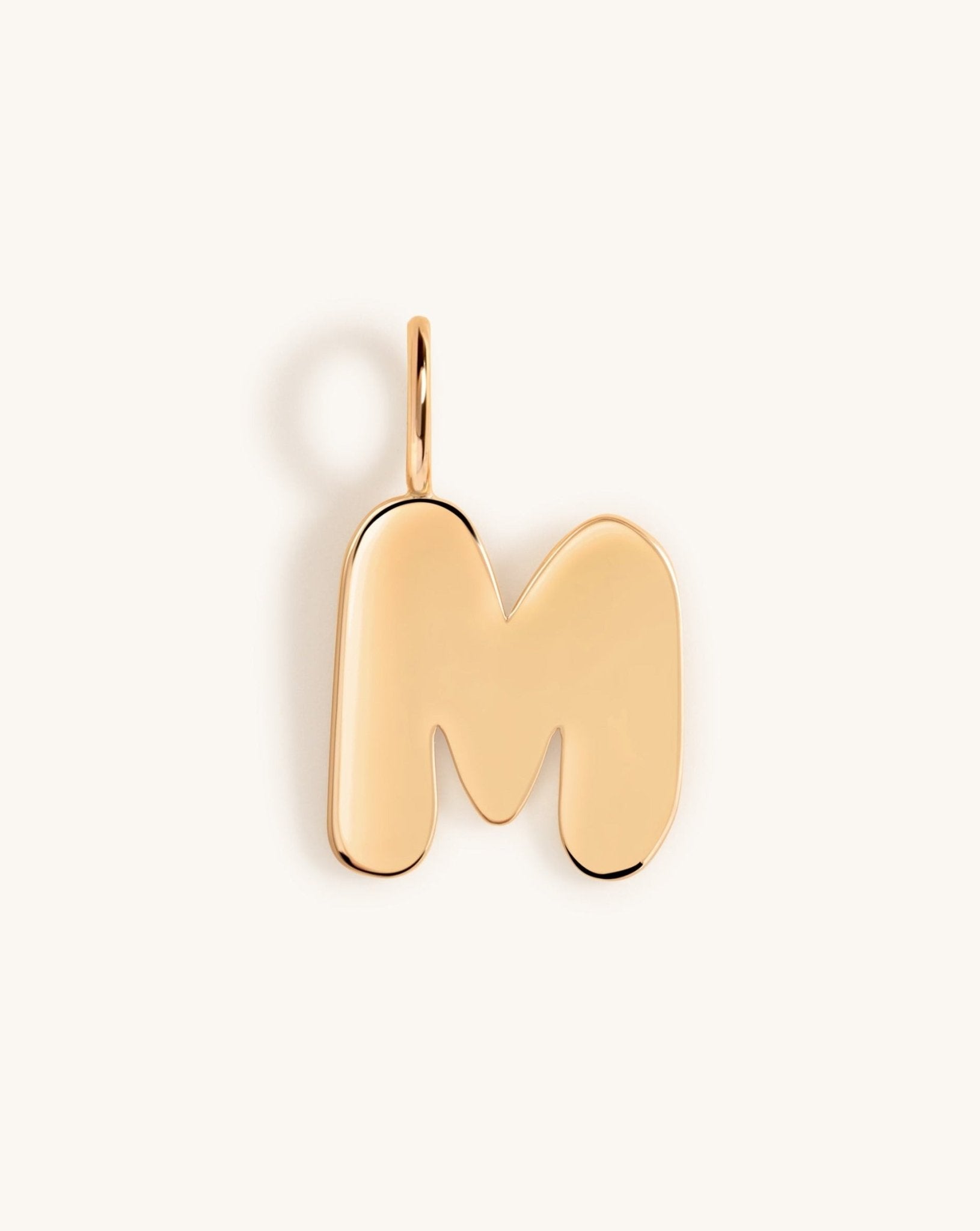 Solid Gold Bubble Font Necklace Charm - Sparkle Society