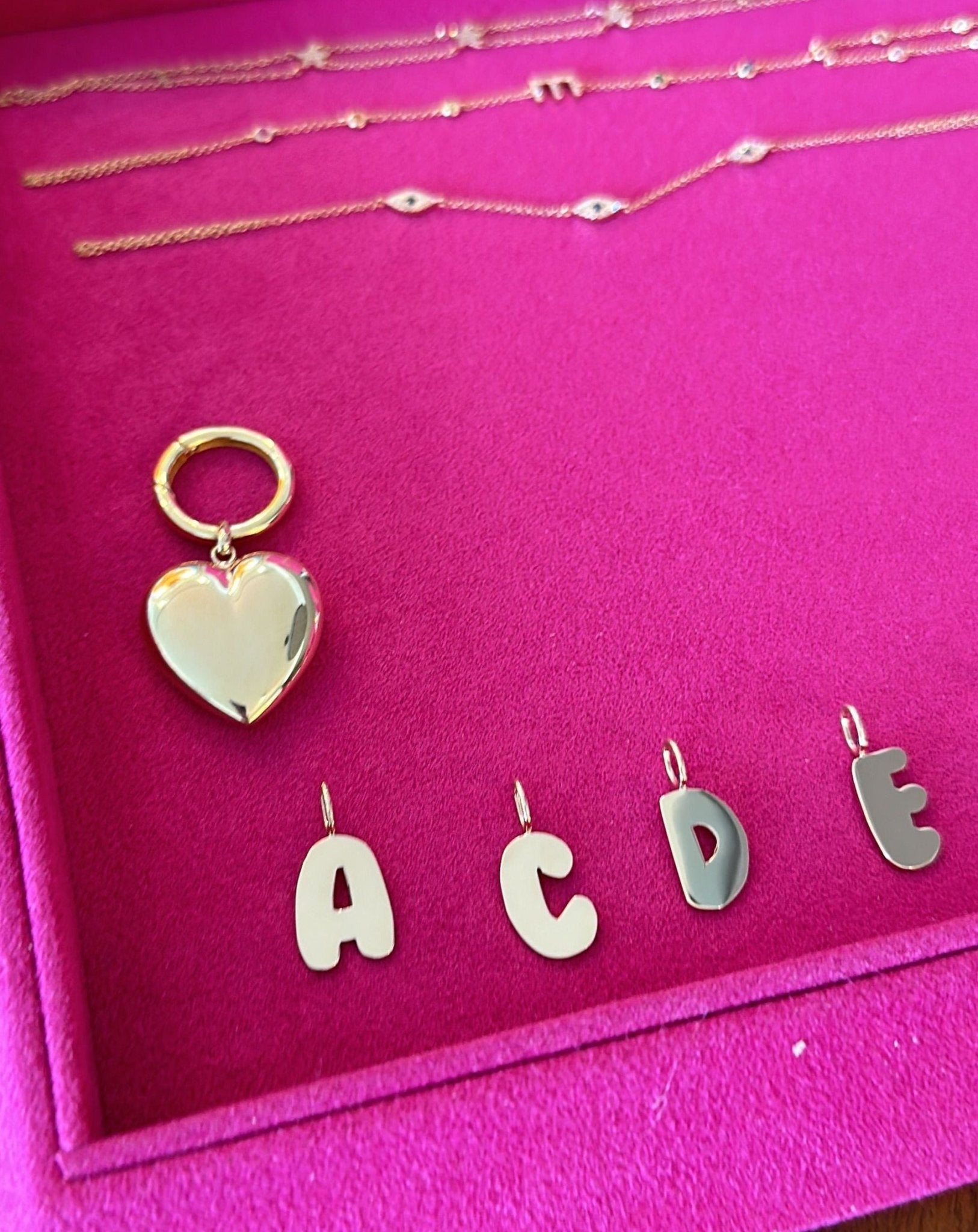 Solid Gold Bubble Font Necklace Charm - Sparkle Society