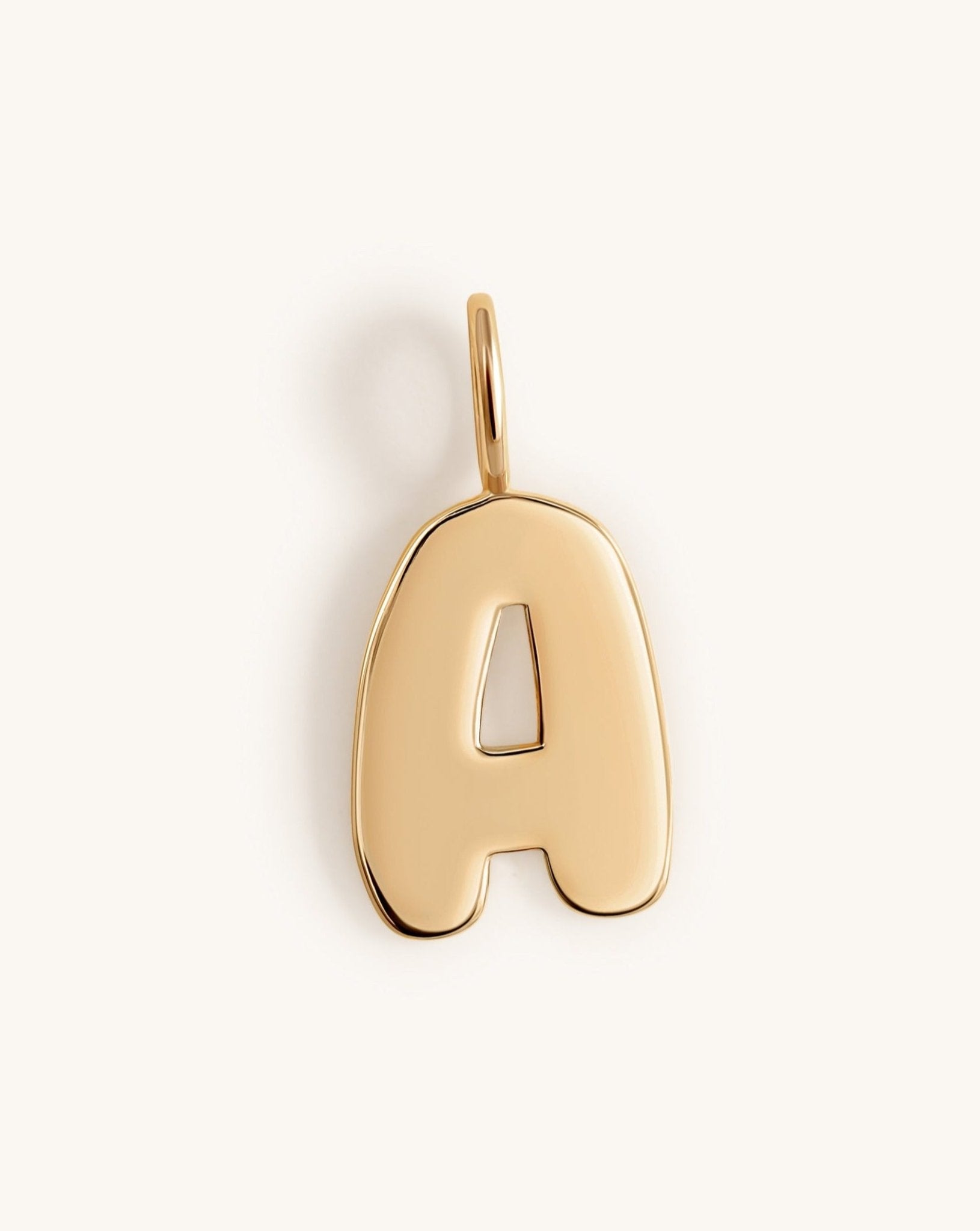 Solid Gold Bubble Font Necklace Charm - Sparkle Society