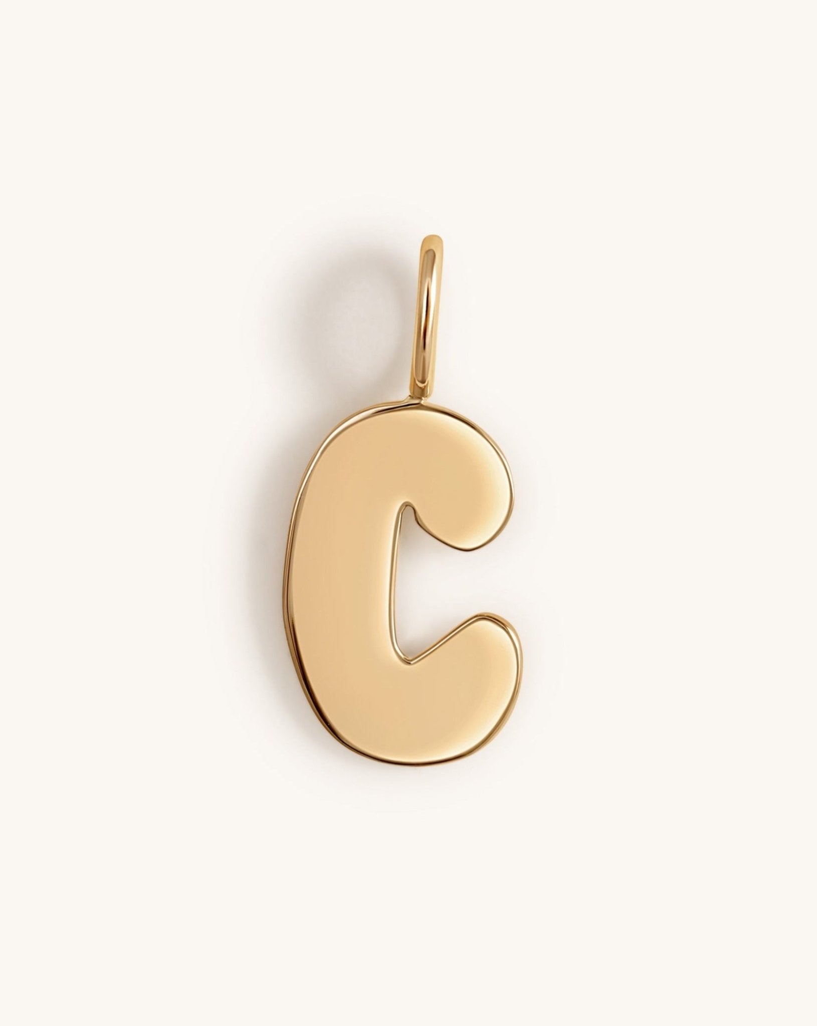 Solid Gold Bubble Font Necklace Charm - Sparkle Society