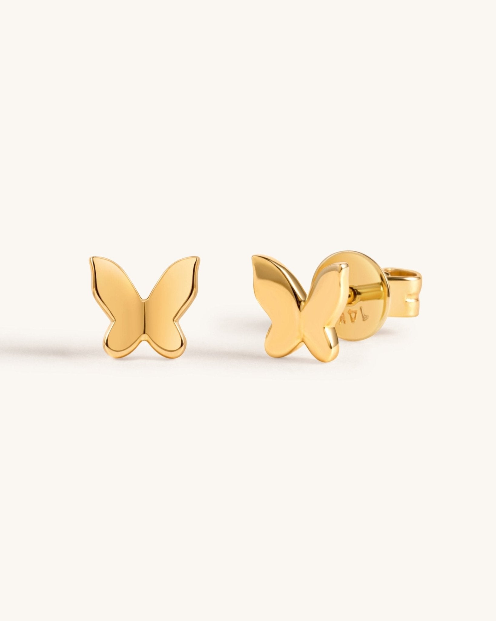 Solid Gold Butterfly Studs - Sparkle Society