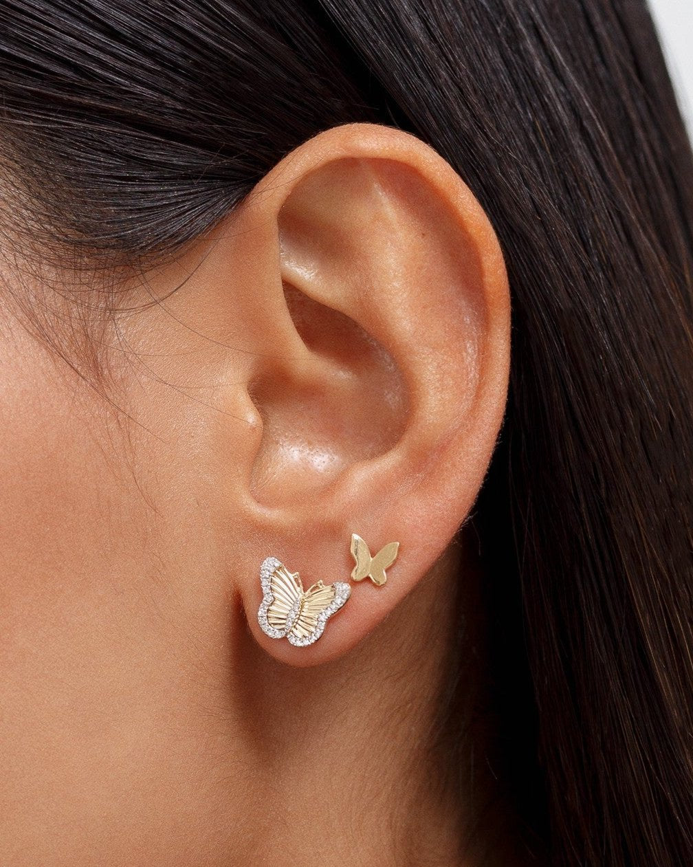 Solid Gold Butterfly Studs - Sparkle Society