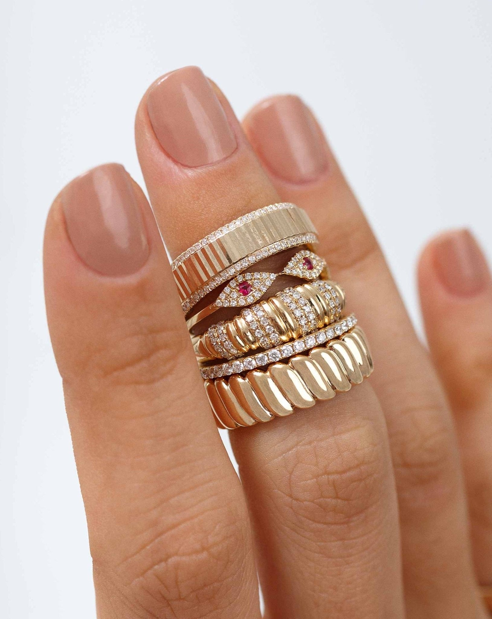 Solid Gold Croissant Ring - Sparkle Society