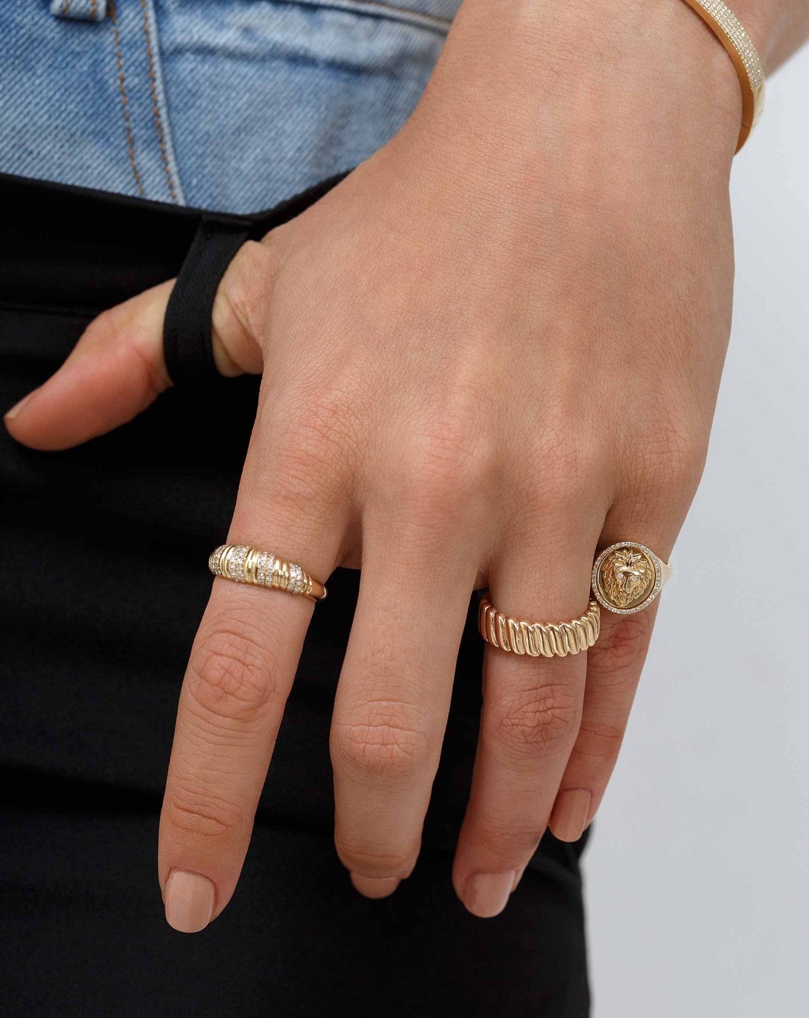 Solid Gold Croissant Ring - Sparkle Society