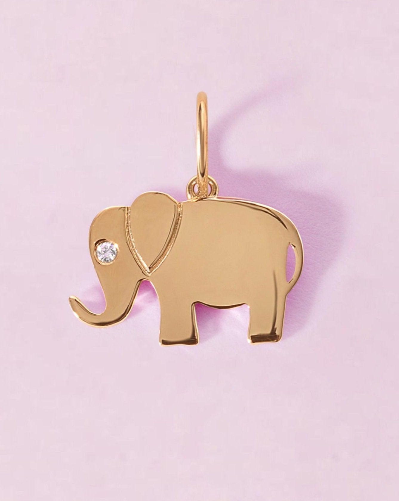 Solid Gold Elephant Necklace Charm - Sparkle Society