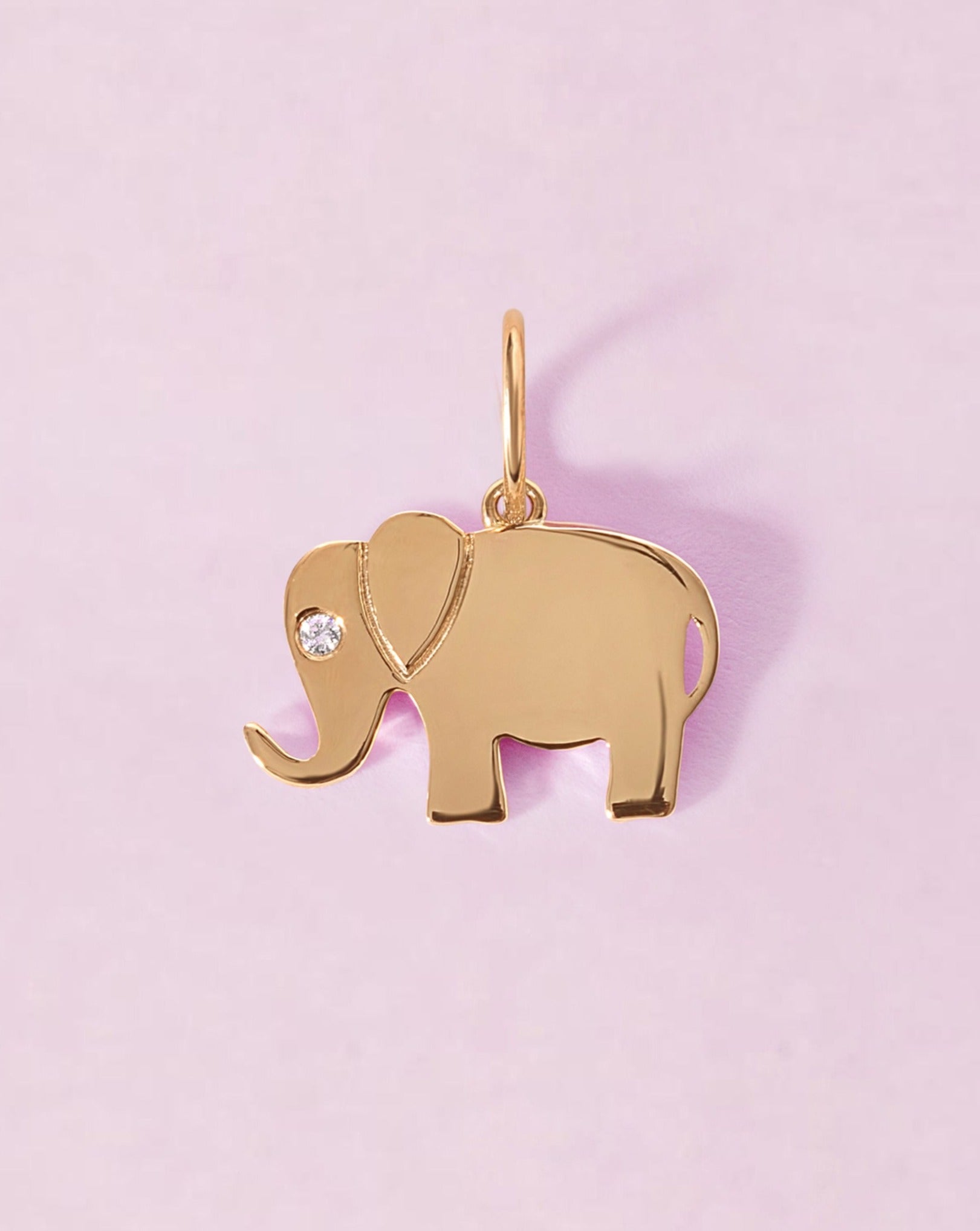 Solid Gold Elephant Necklace Charm - Sparkle Society