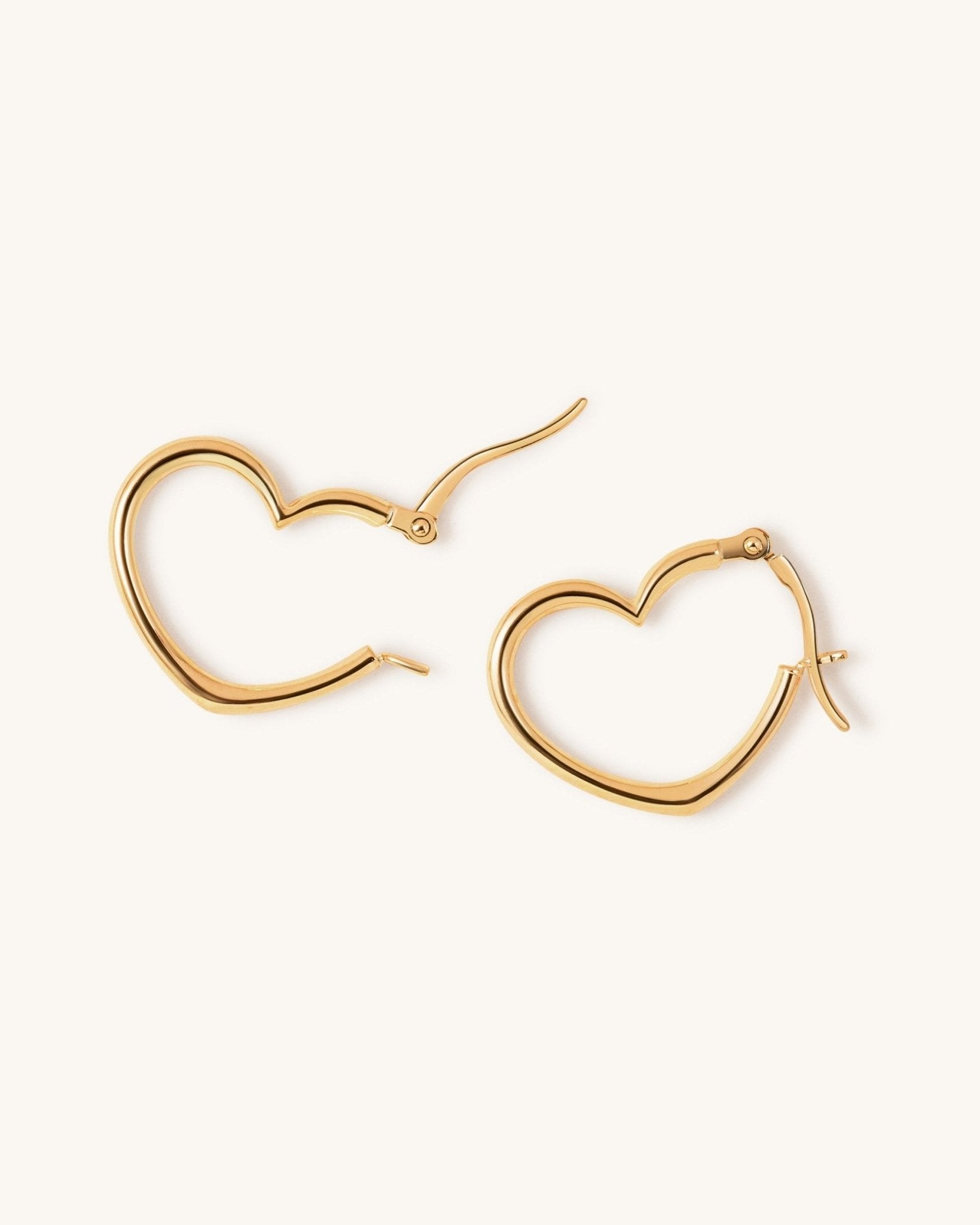 Solid Gold Heart Hoops - Sparkle Society