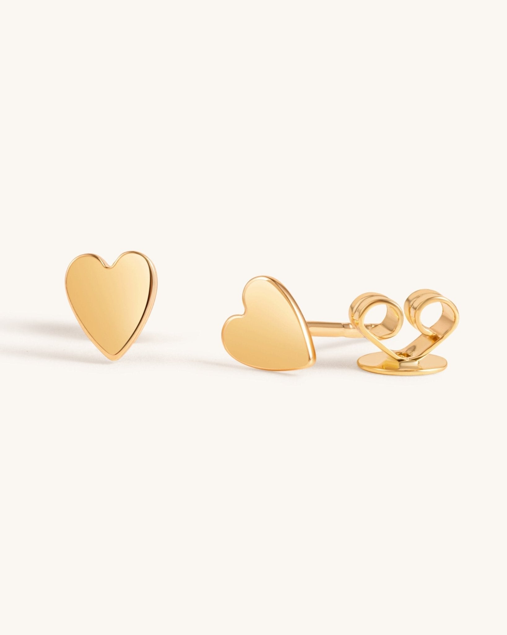 Solid Gold Heart Studs - Sparkle Society