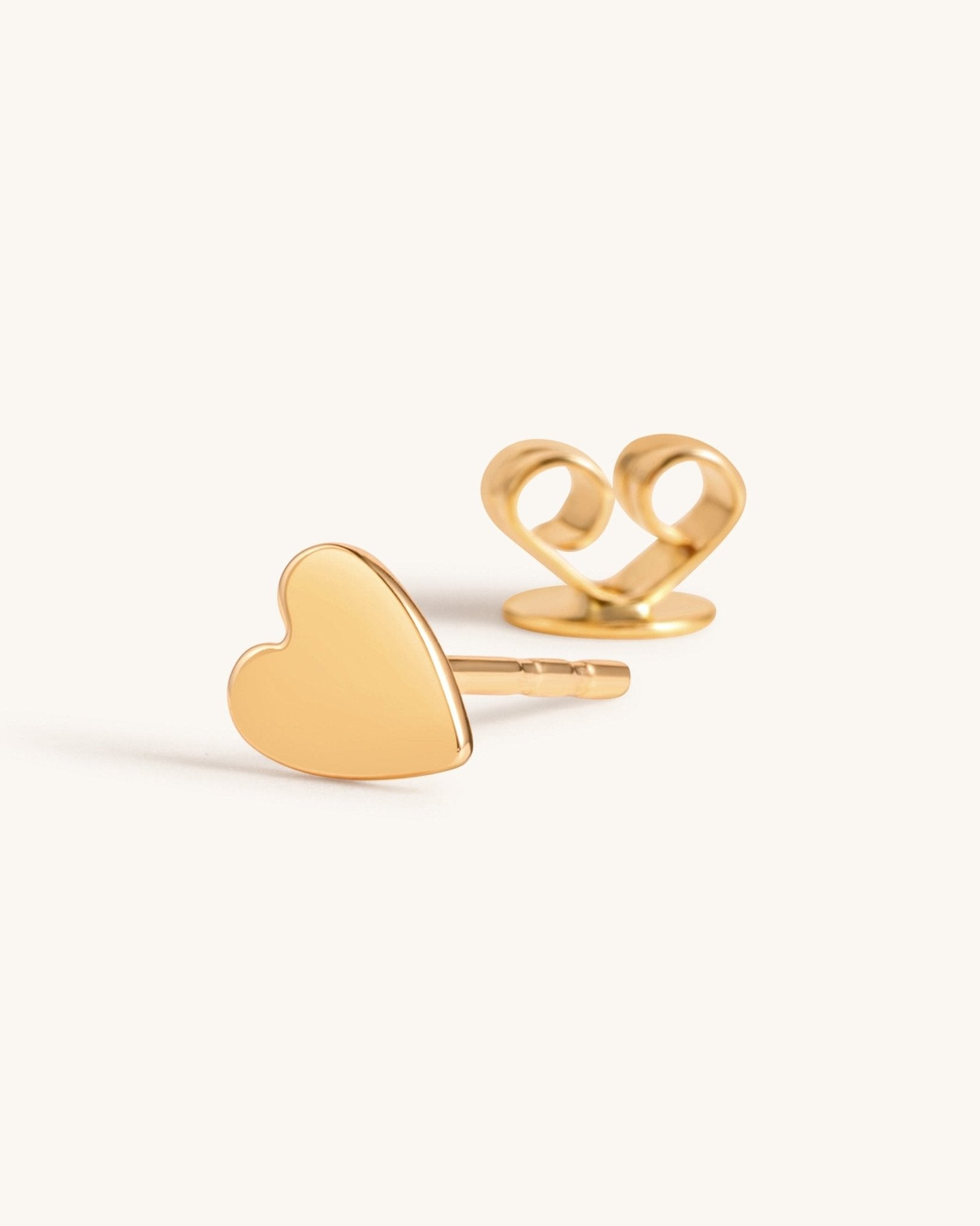 Solid Gold Heart Studs - Sparkle Society