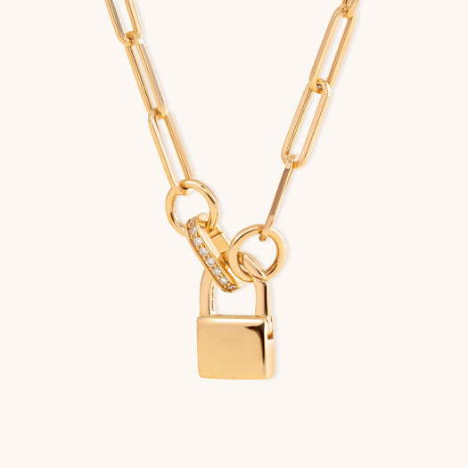 Love Padlock and Key Sparkle Chain Necklace