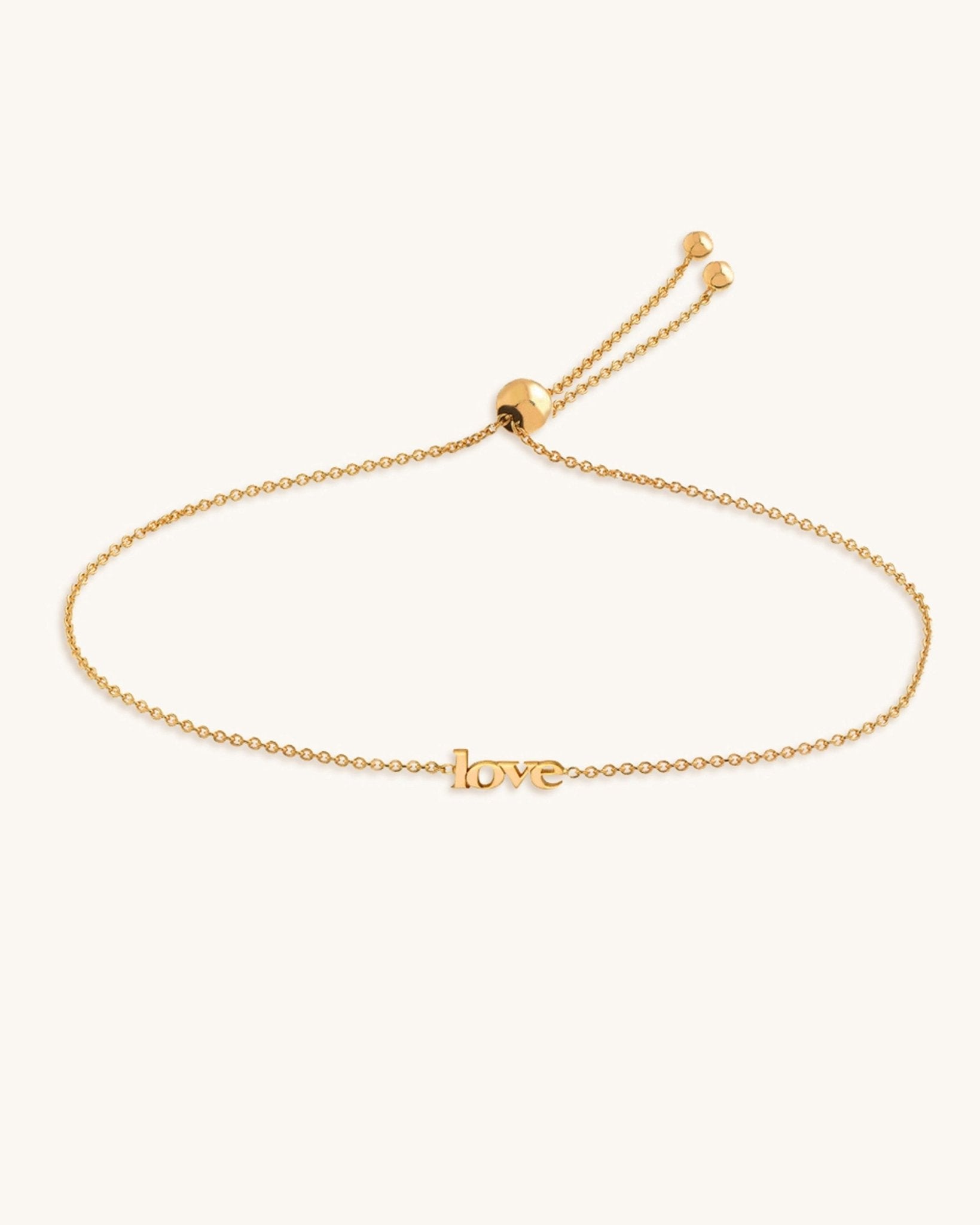 Solid Gold Love Bolo Bracelet - Sparkle Society