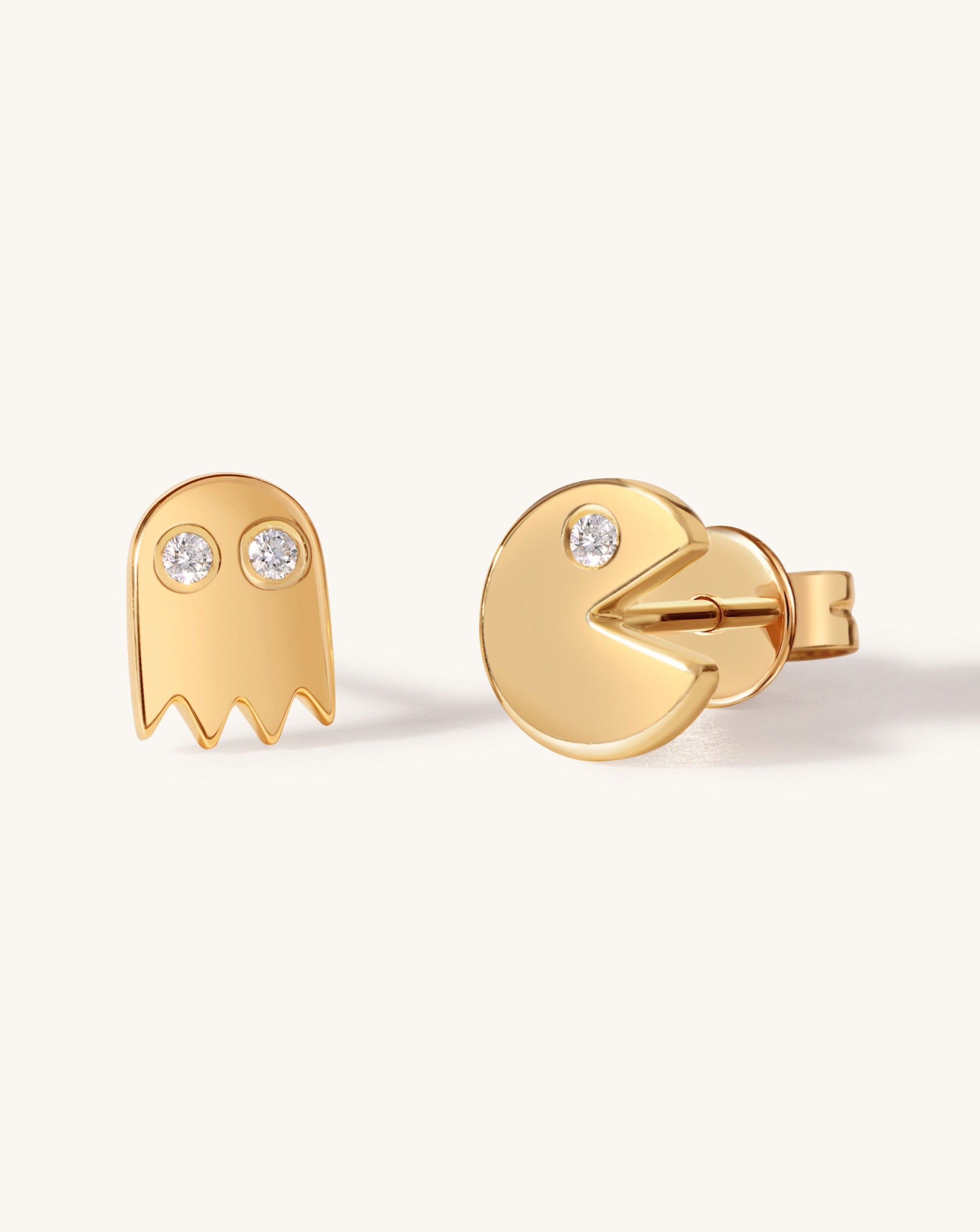 Solid Gold Pac Man Studs - Sparkle Society