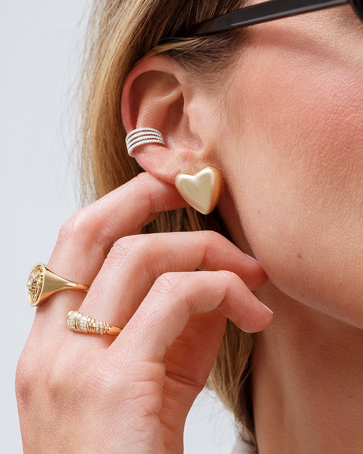 Solid Gold Puffed Heart Studs - Sparkle Society