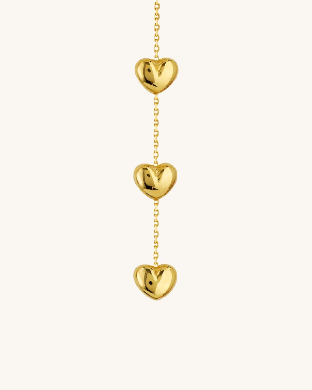 Solid Gold Puffed Heart Waterfall Earrings - Sparkle Society