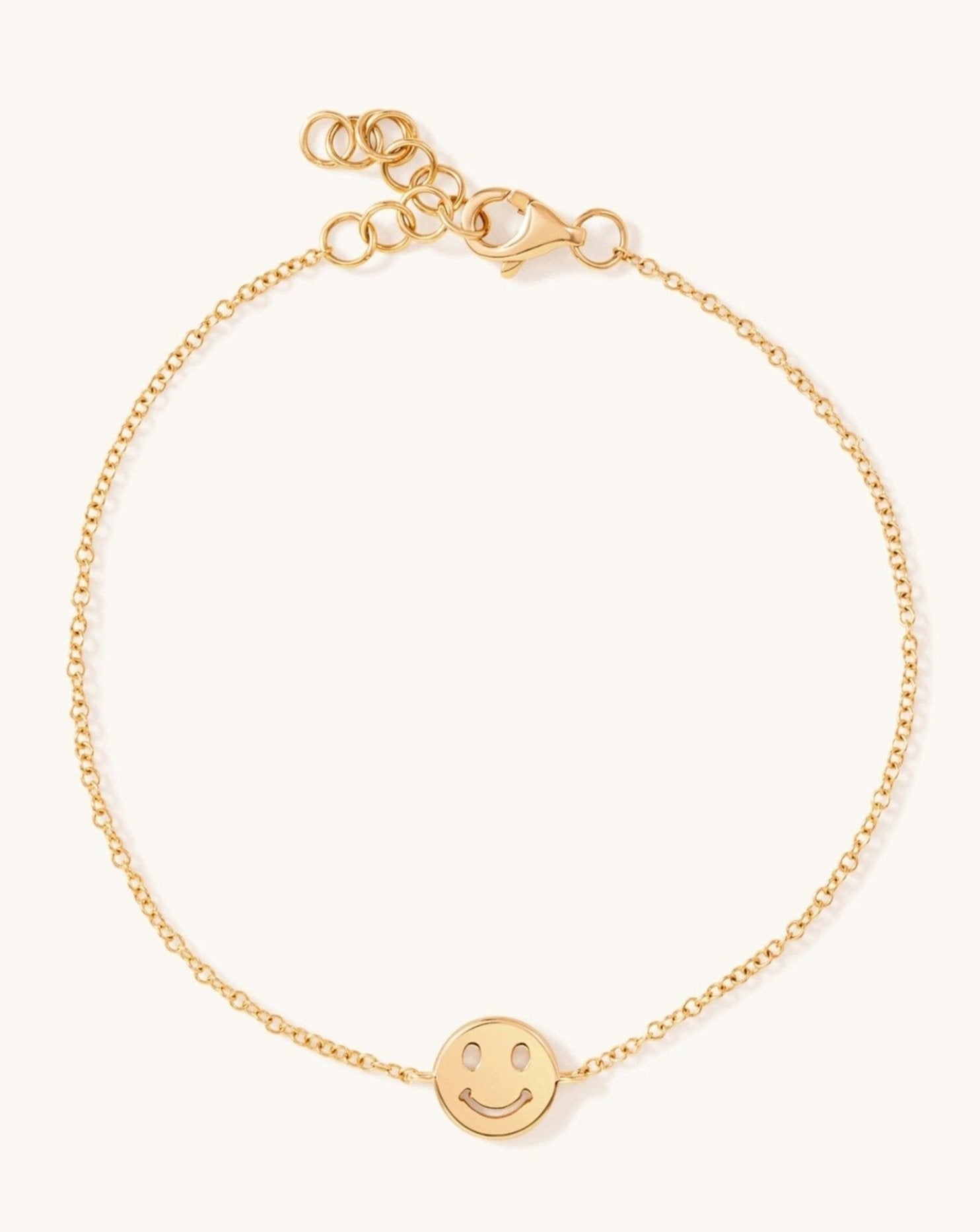 Solid Gold Smiley Face Bracelet - Sparkle Society