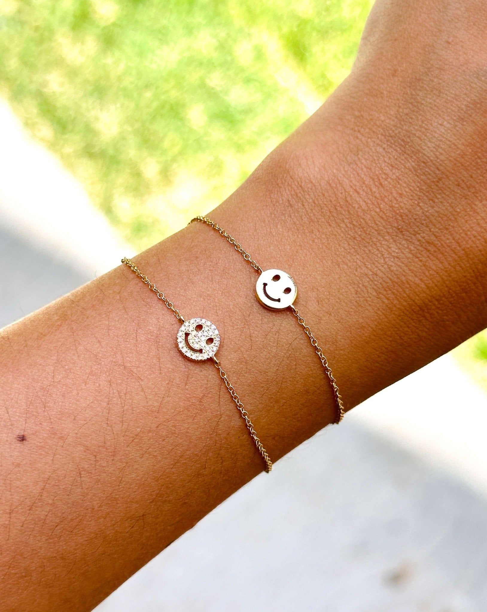 Solid Gold Smiley Face Bracelet - Sparkle Society