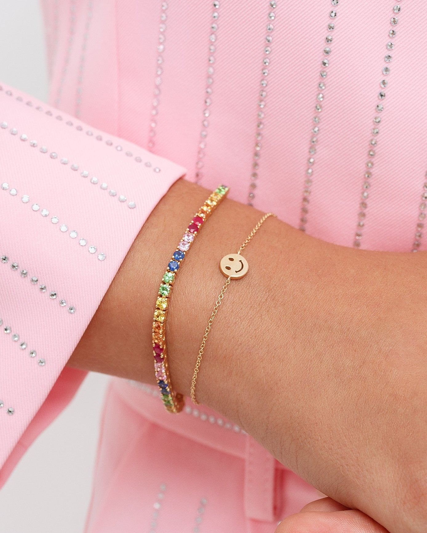 Solid Gold Smiley Face Bracelet - Sparkle Society