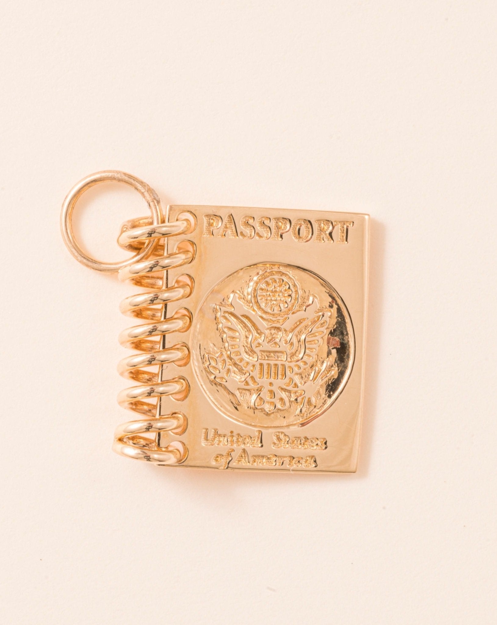 Solid Gold USA Passport Necklace Charm - Sparkle Society