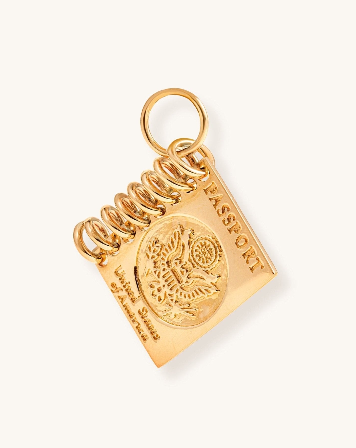 Solid Gold USA Passport Necklace Charm - Sparkle Society