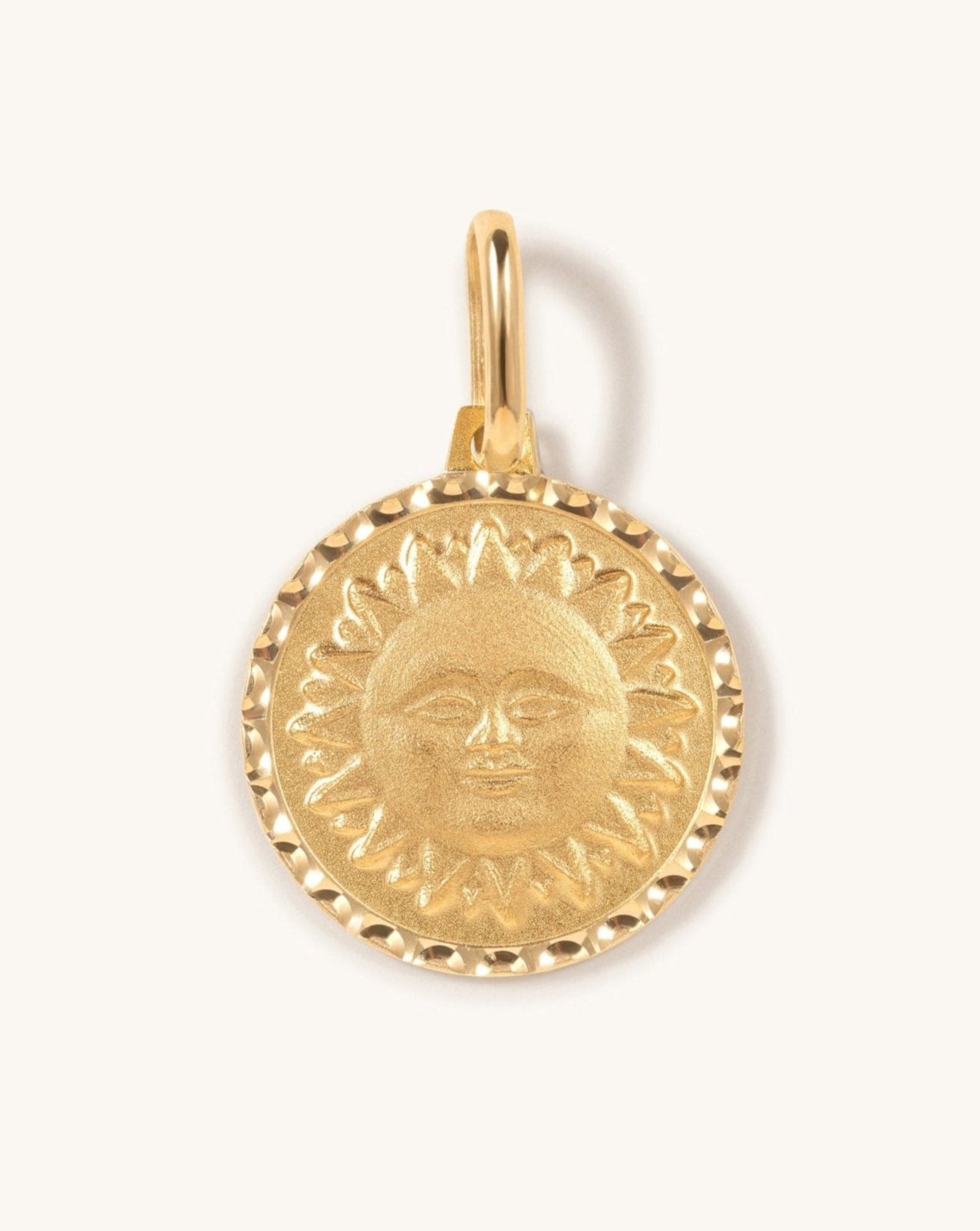 Brushed Gold Radiant Sun Necklace Charm - Sparkle Society