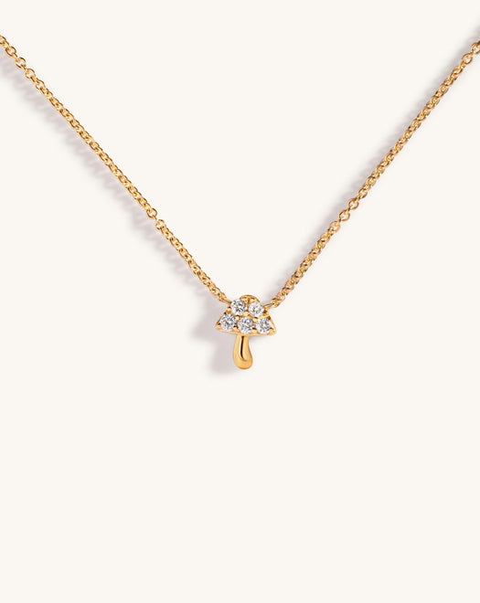 Tiny Diamond Mushroom Necklace - Sparkle Society