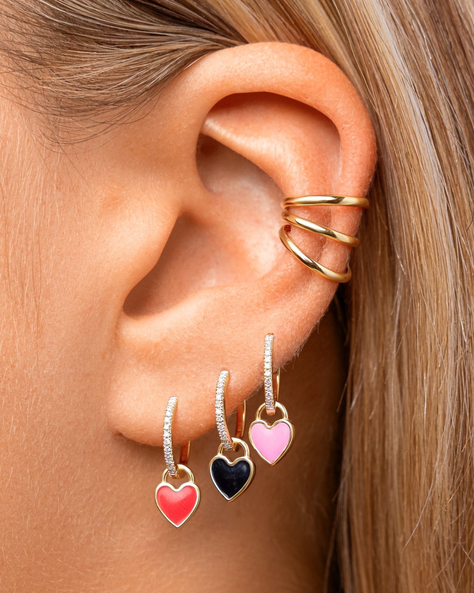 Tiny Enamel Heart Earring Charm - Sparkle Society