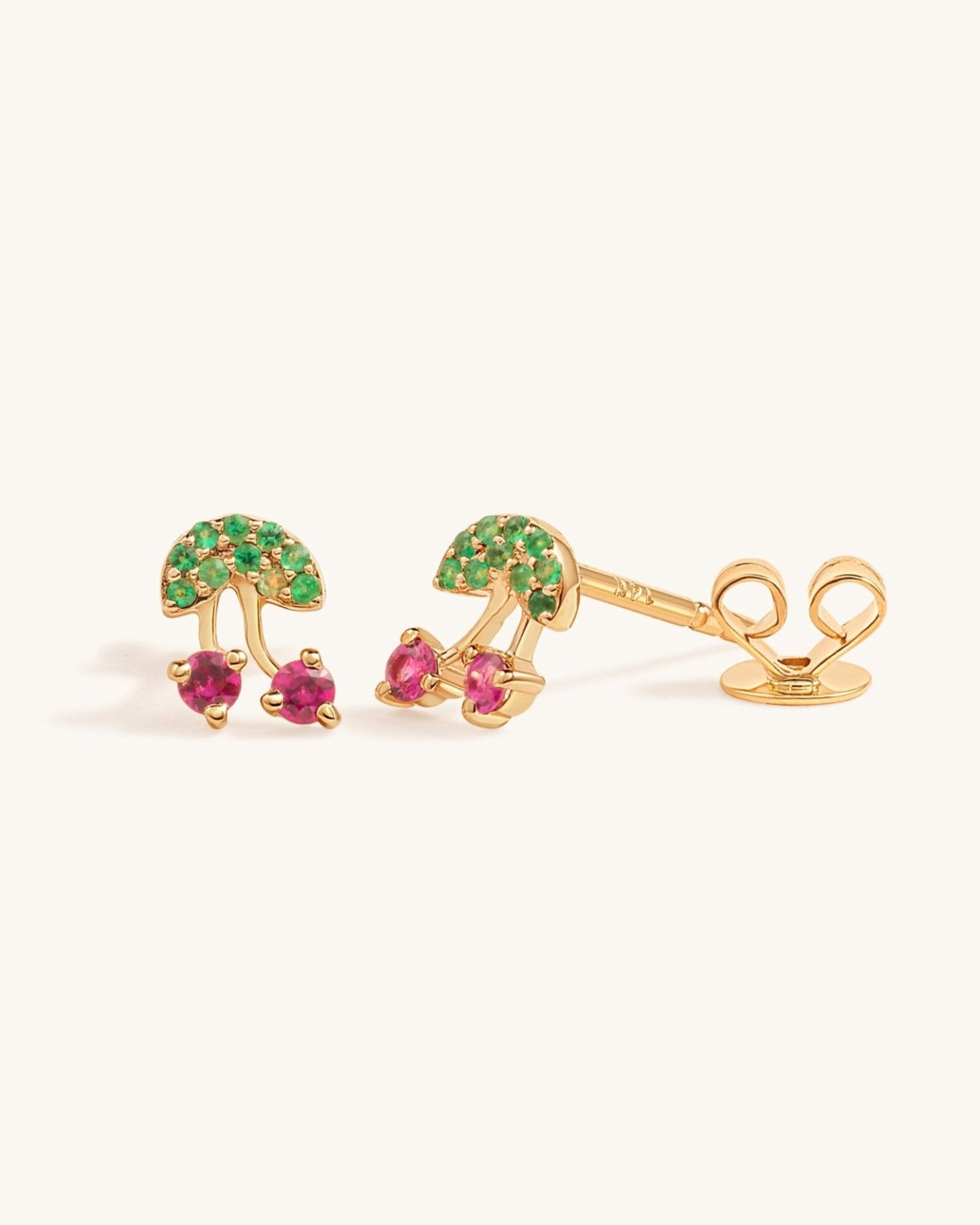 Tiny Gemstone Cherry Studs - Sparkle Society