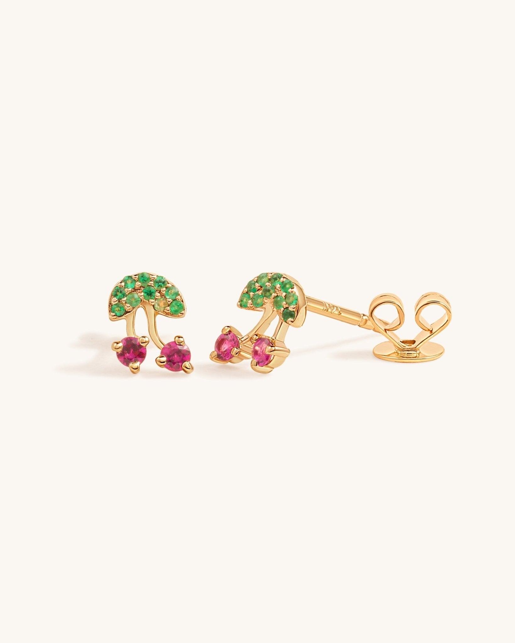 Tiny Gemstone Cherry Studs - Sparkle Society