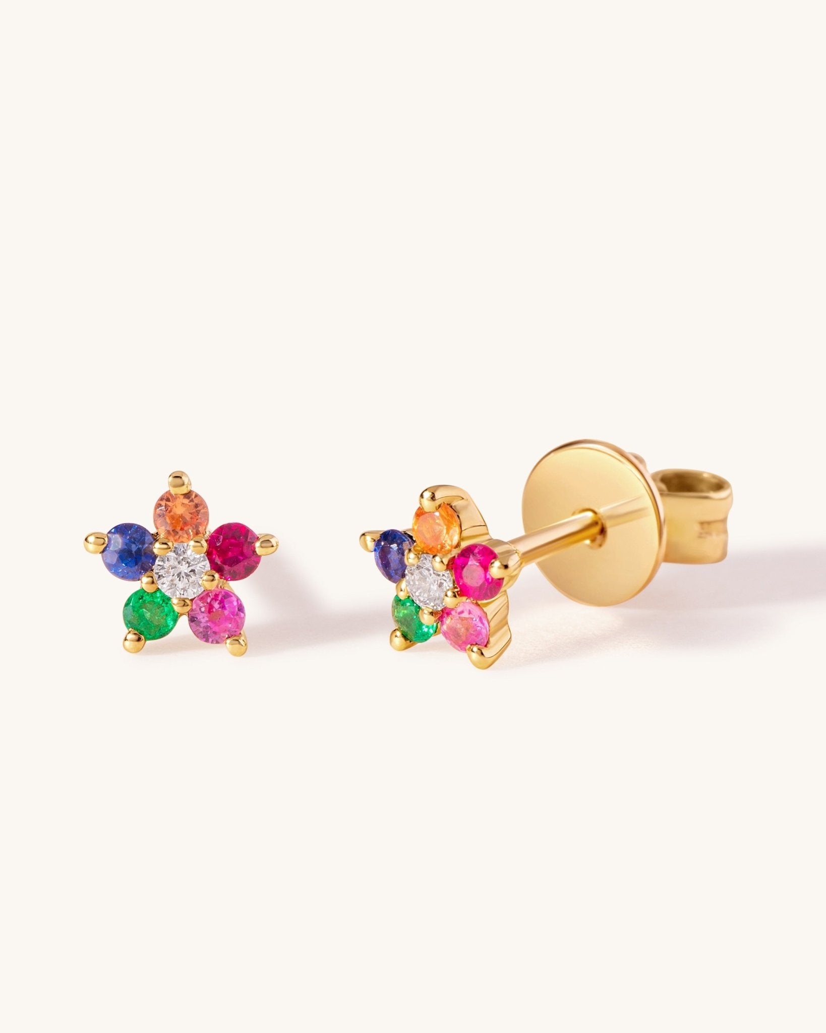 Tiny Gemstone Flower Studs - Sparkle Society