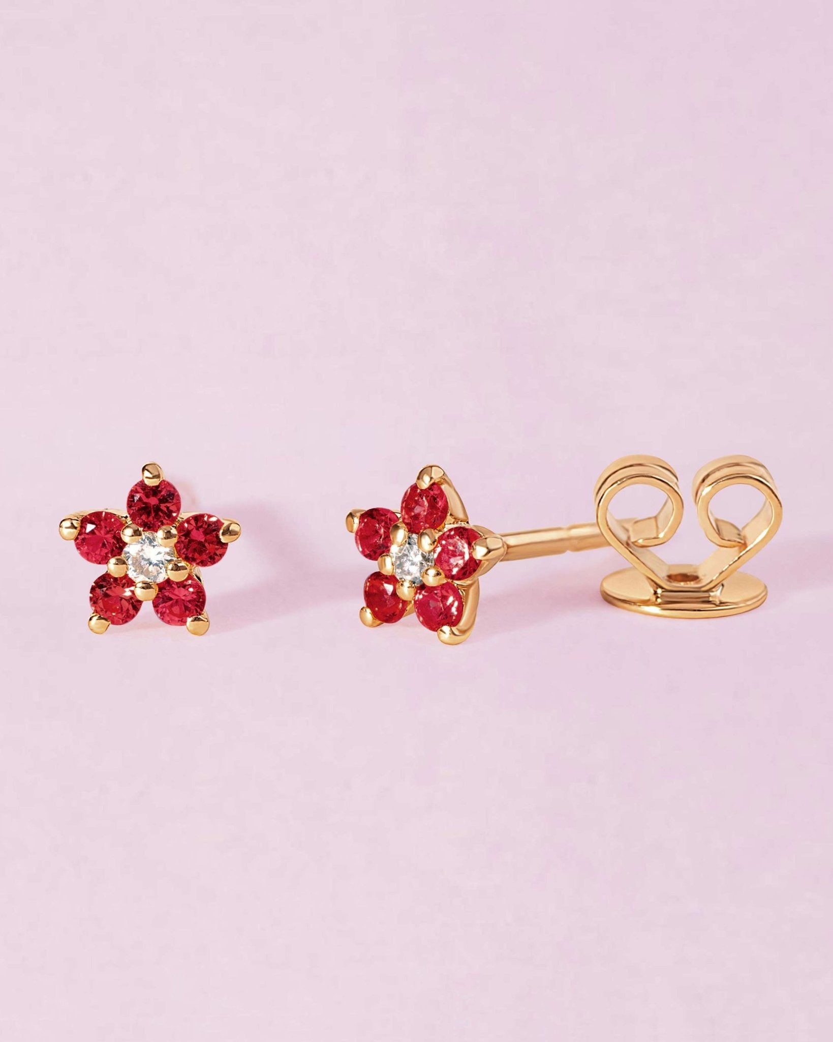 Tiny Gemstone Flower Studs - Sparkle Society