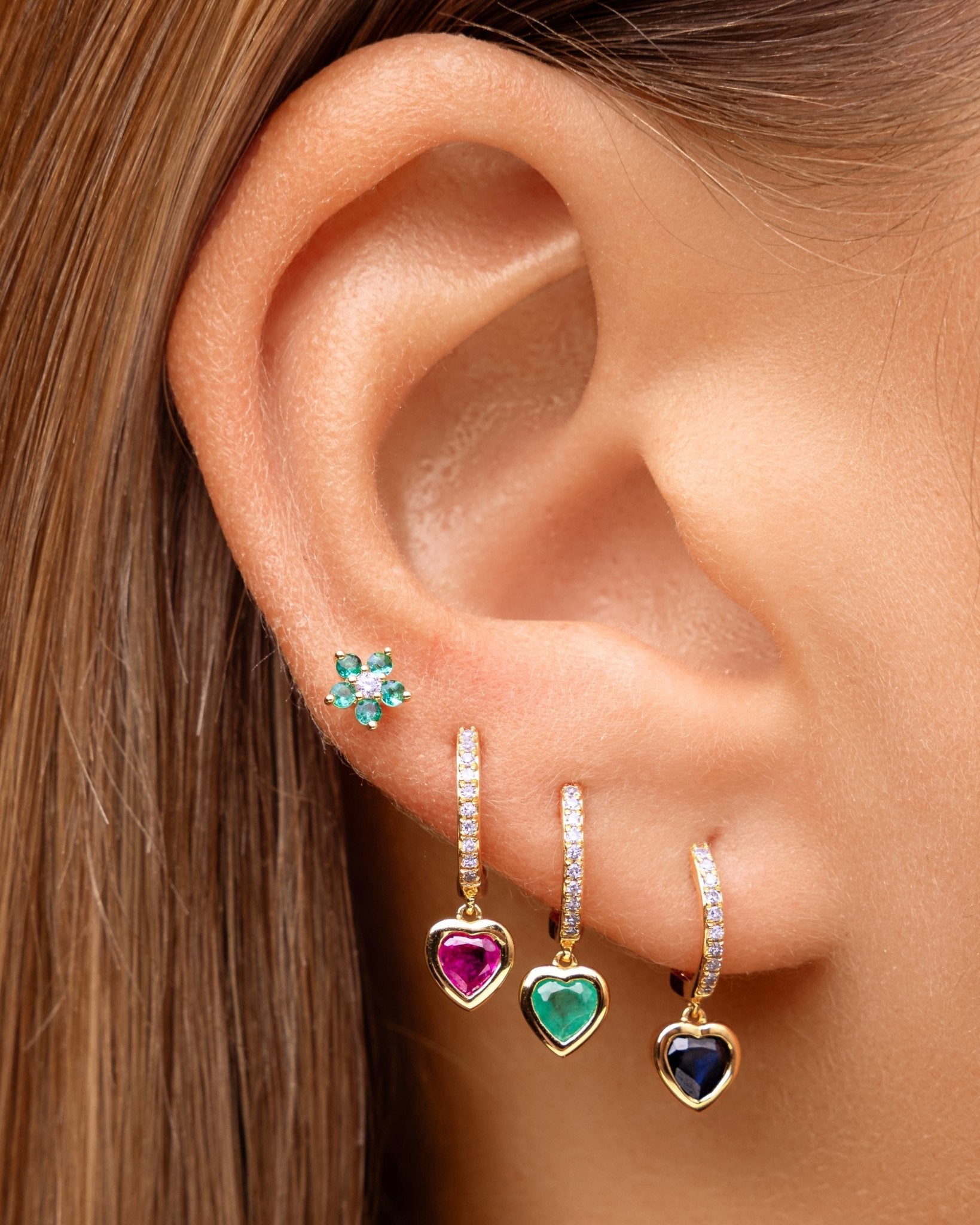 Tiny Gemstone Flower Studs - Sparkle Society