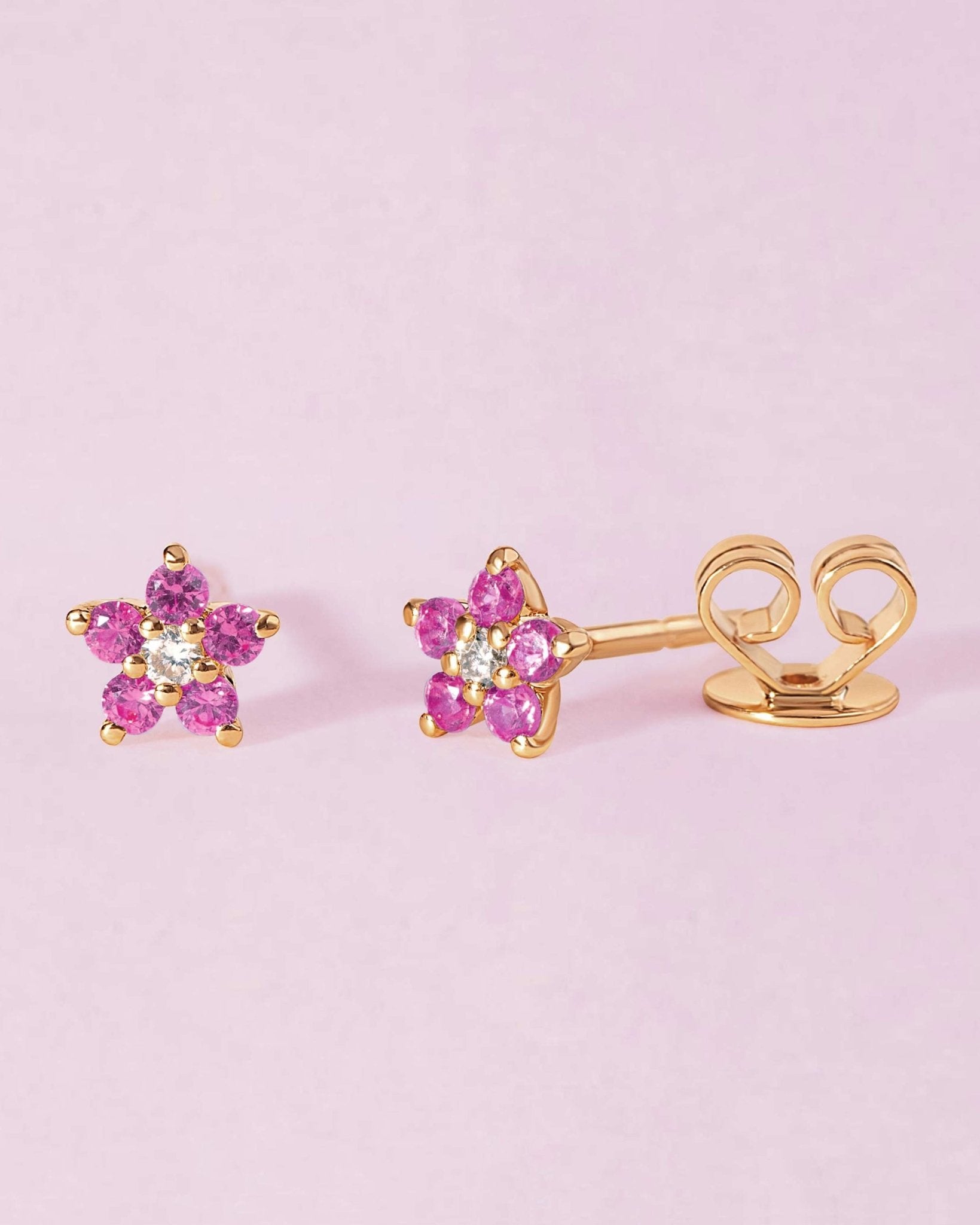 Tiny Gemstone Flower Studs - Sparkle Society