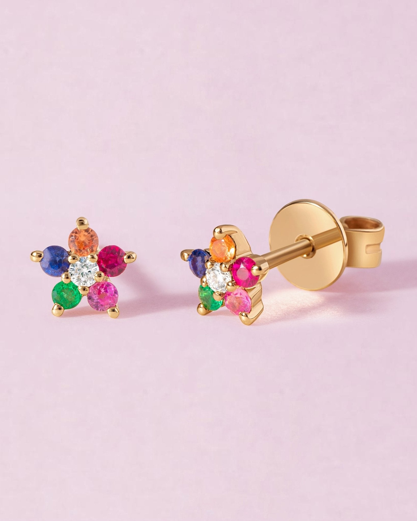 Tiny Gemstone Flower Studs - Sparkle Society