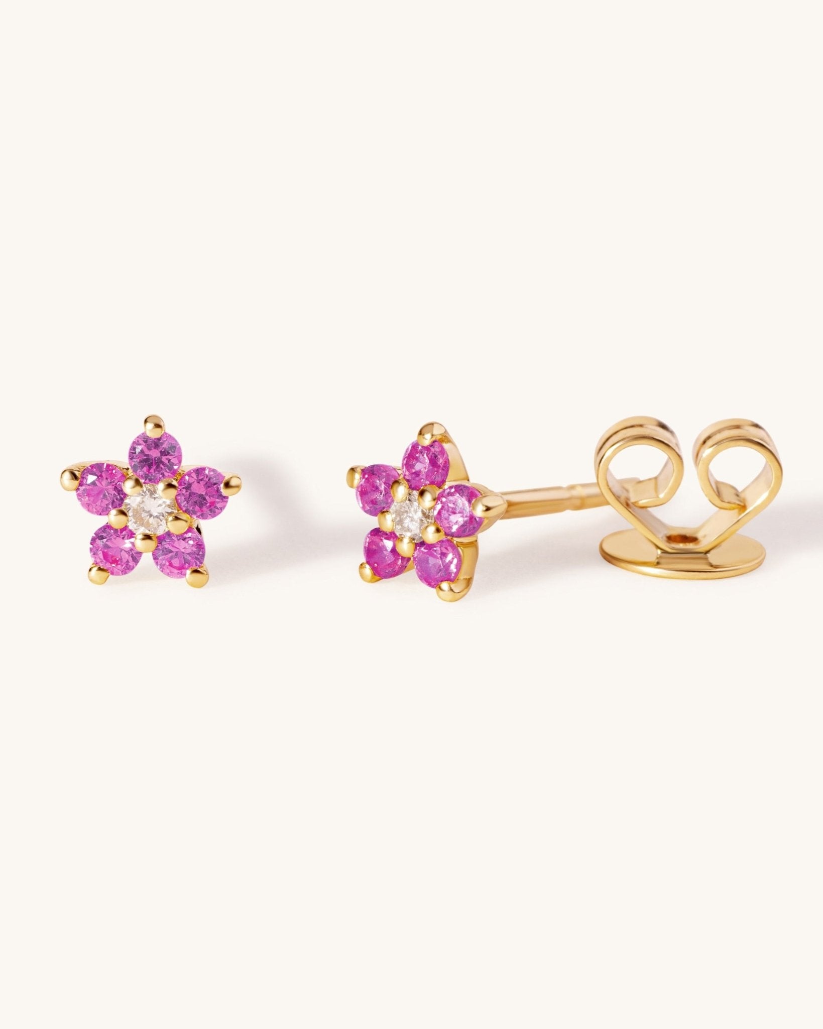 Tiny Gemstone Flower Studs - Sparkle Society