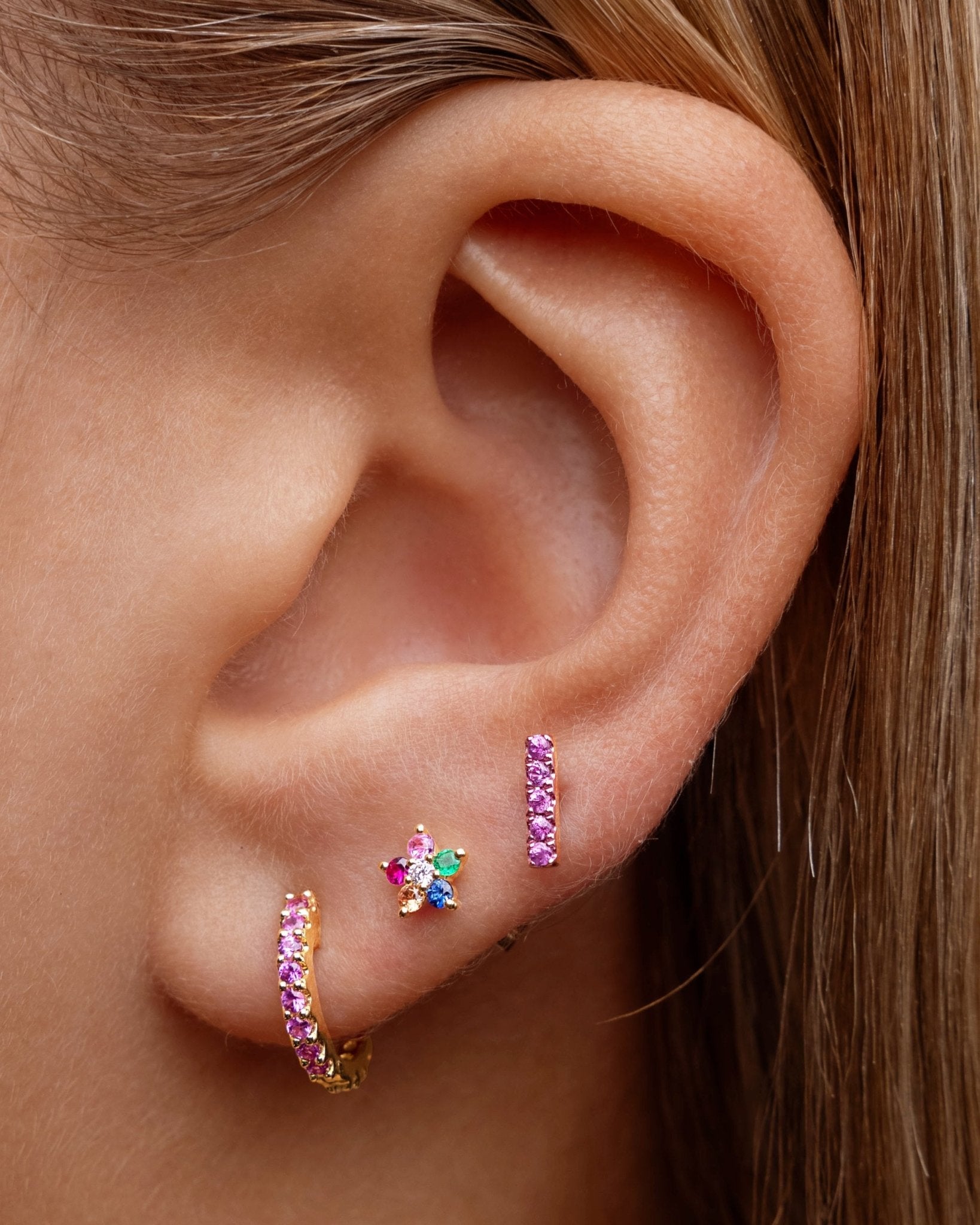 Tiny Gemstone Flower Studs - Sparkle Society