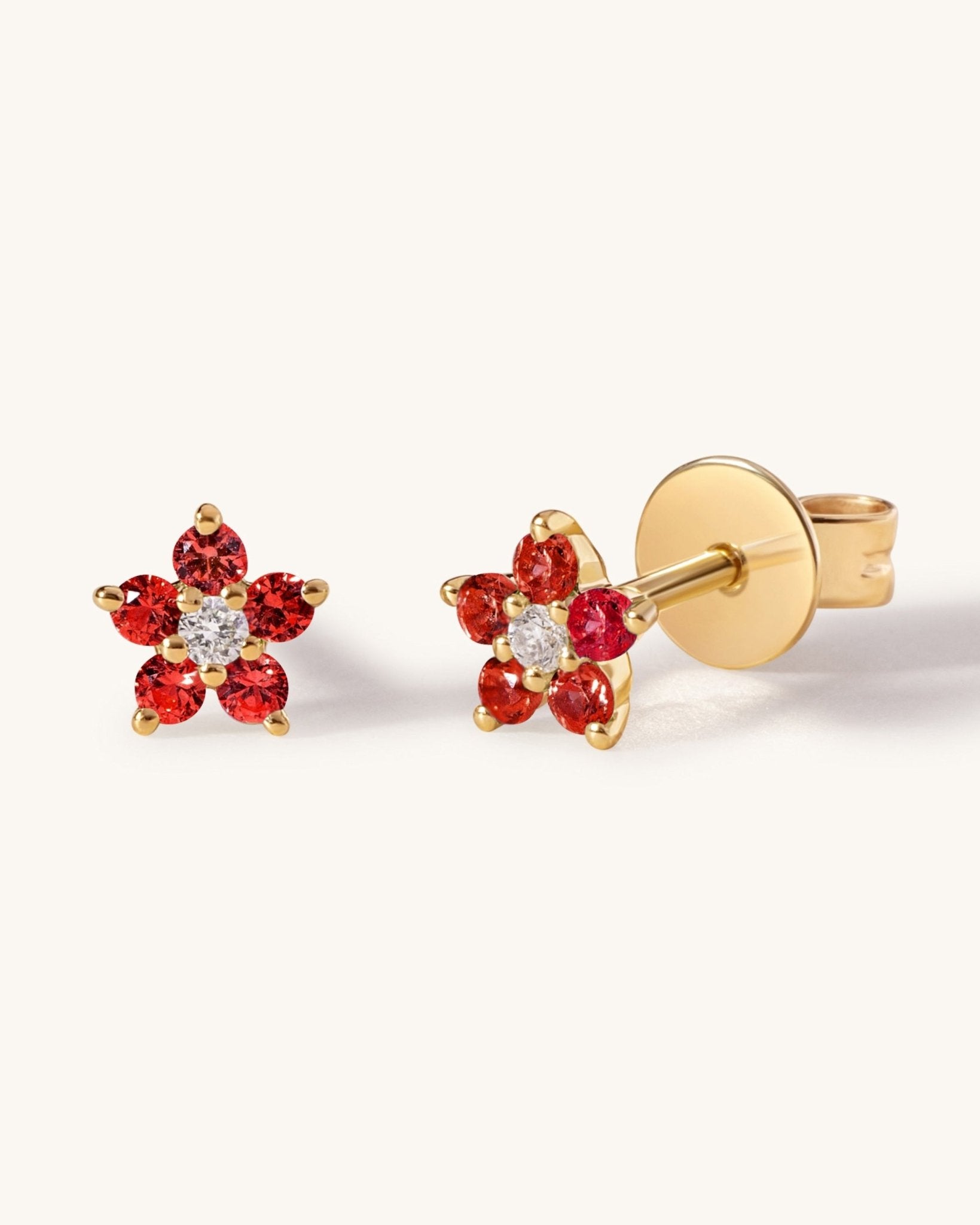 Tiny Gemstone Flower Studs - Sparkle Society