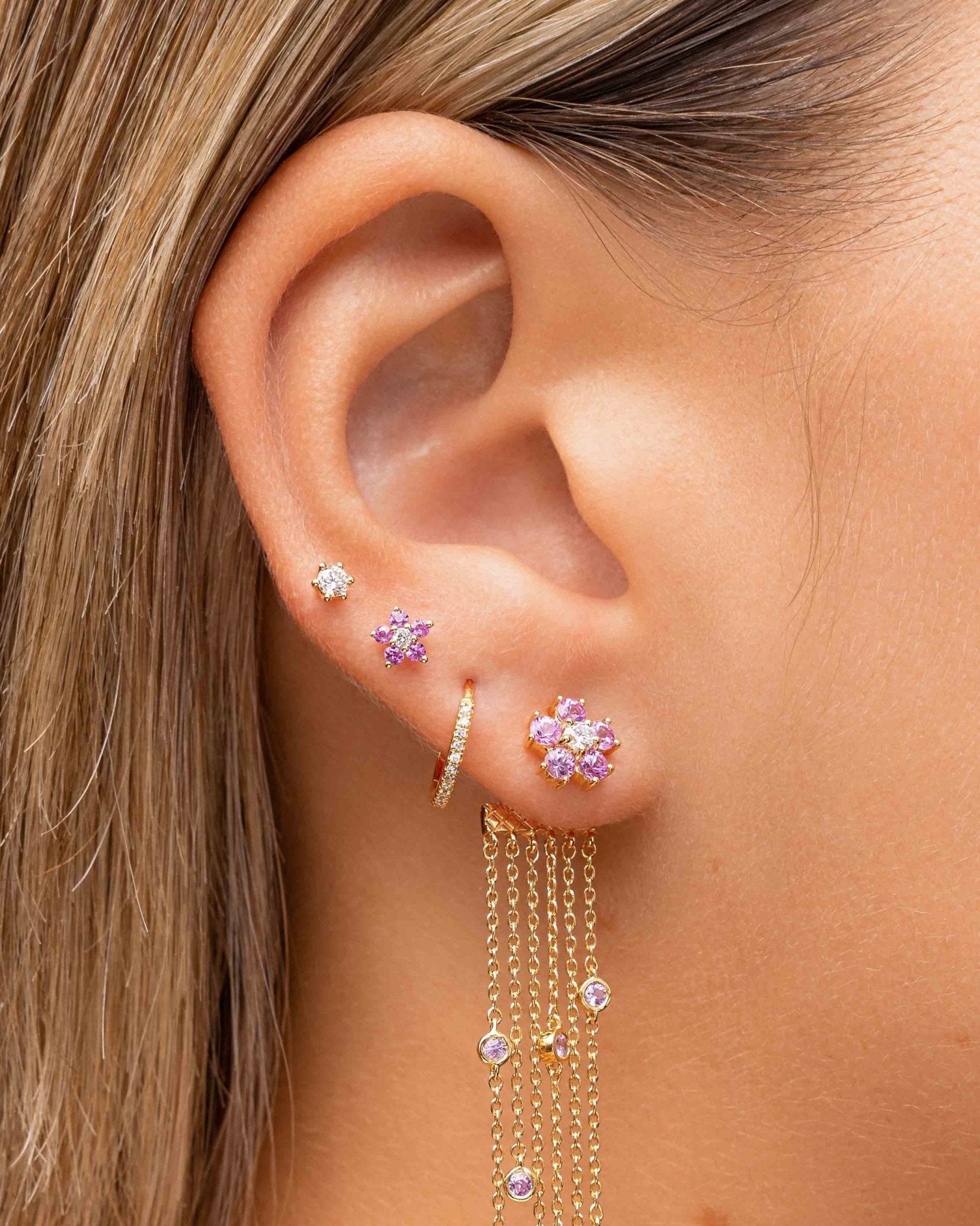 Tiny Gemstone Flower Studs - Sparkle Society