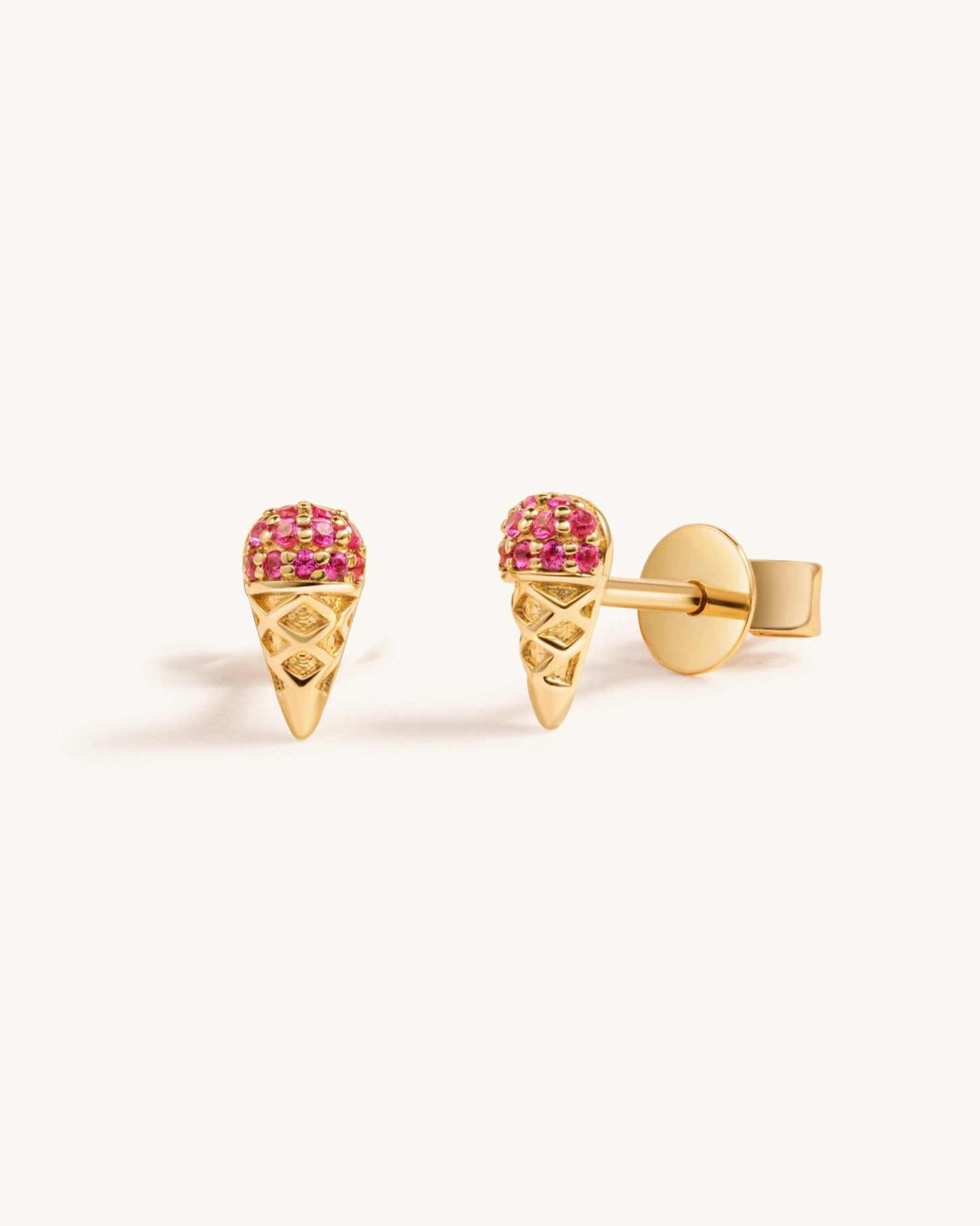 Tiny Gemstone Ice Cream Cone Studs - Sparkle Society