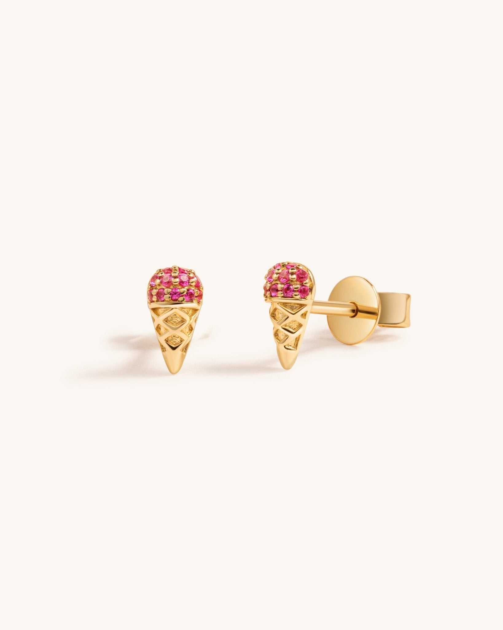 Tiny Gemstone Ice Cream Cone Studs - Sparkle Society