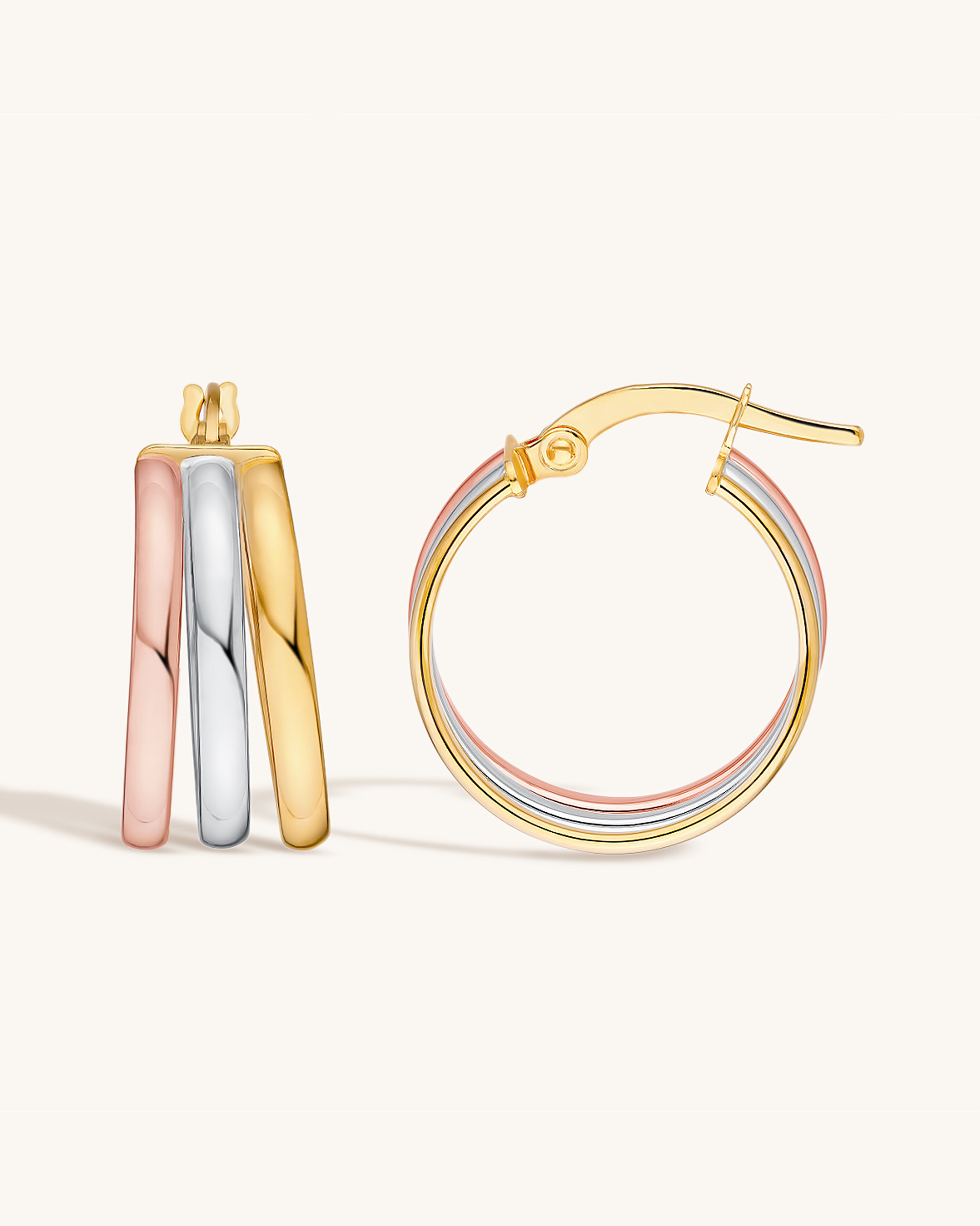 Tri Gold Hoop Earrings - Sparkle Society